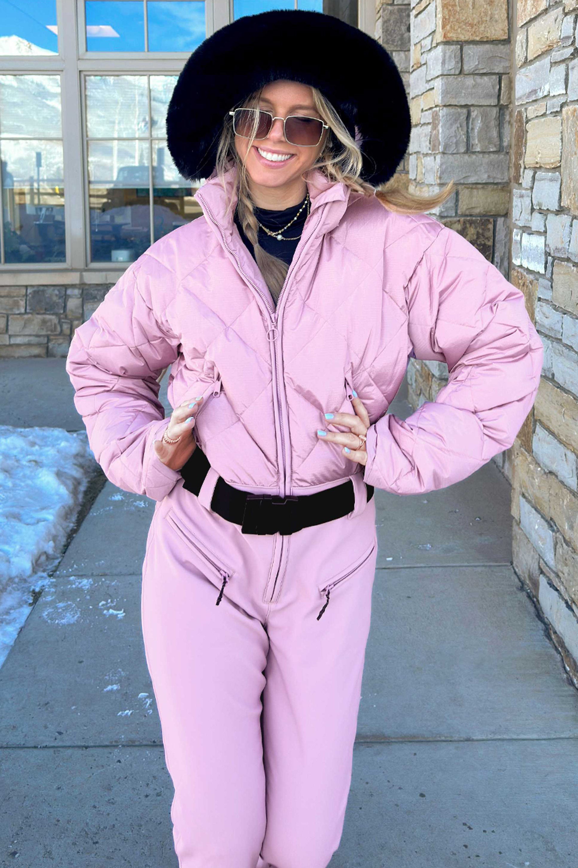 Women's Beige Durable Mini-flare Leggings One-Piece Ski Suit