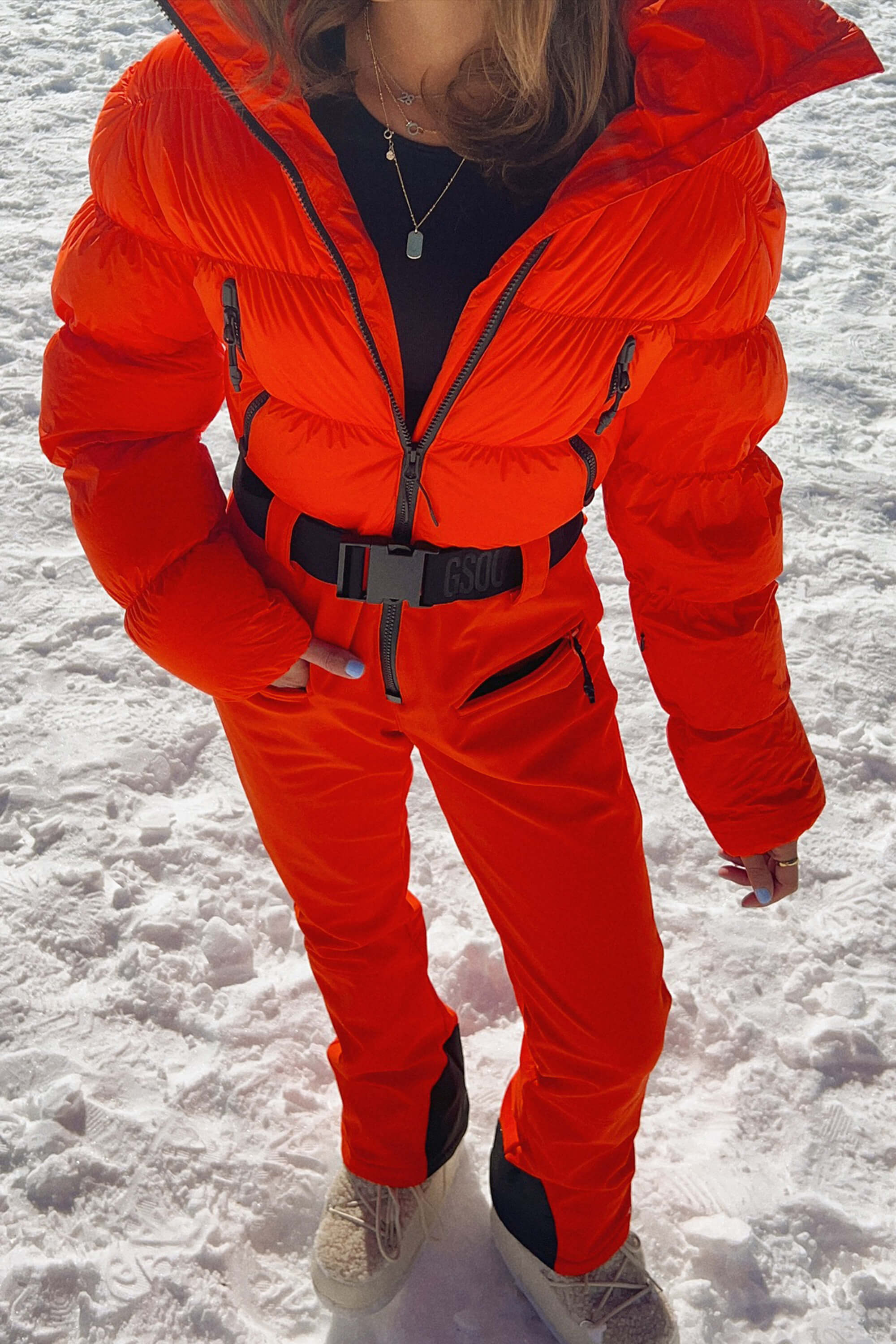 Women's White Stain-resistant Down One-Piece Ski Suit