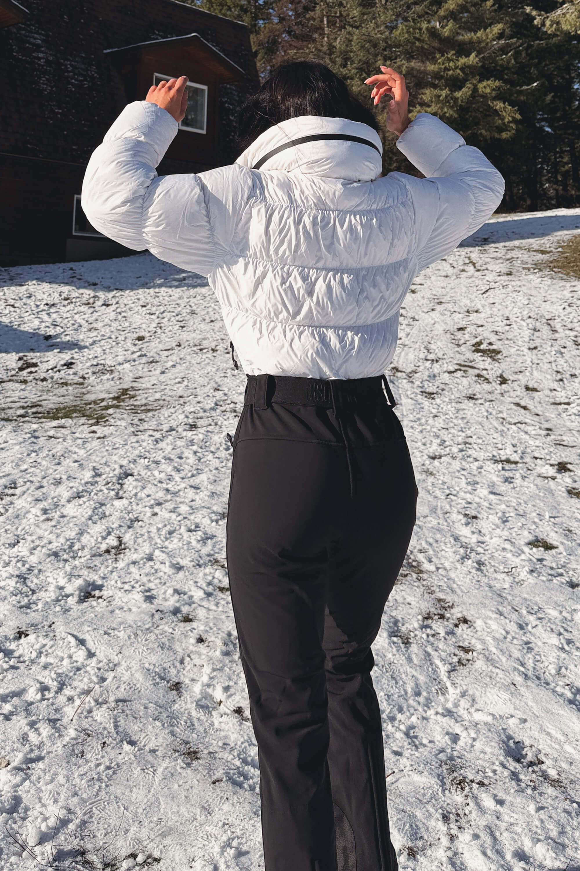 Women's White Stain-resistant Down One-Piece Ski Suit