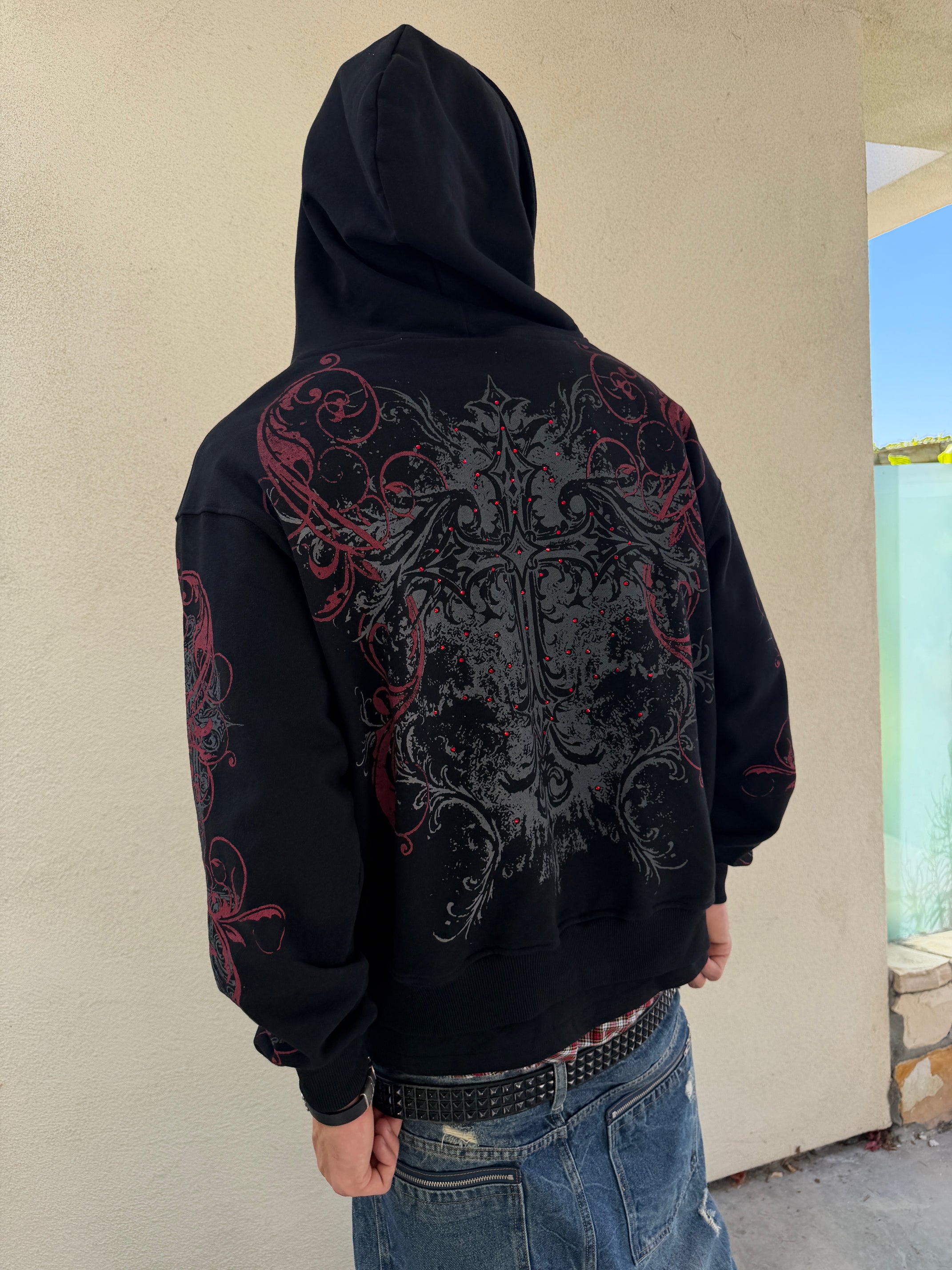 Black Scripture Eclipse Zip Up Hoodie