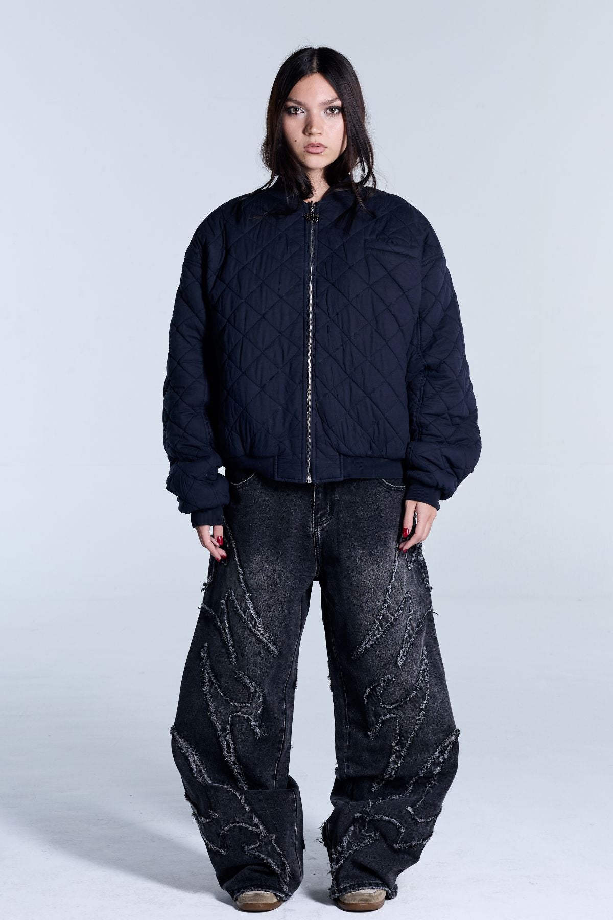 Flamed Navy Bomber Jacket