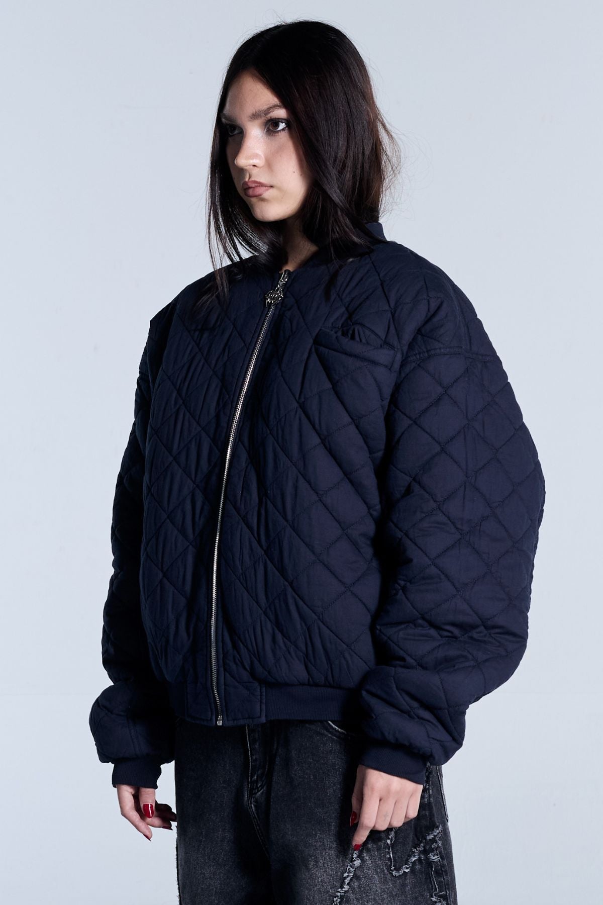 Flamed Navy Bomber Jacket