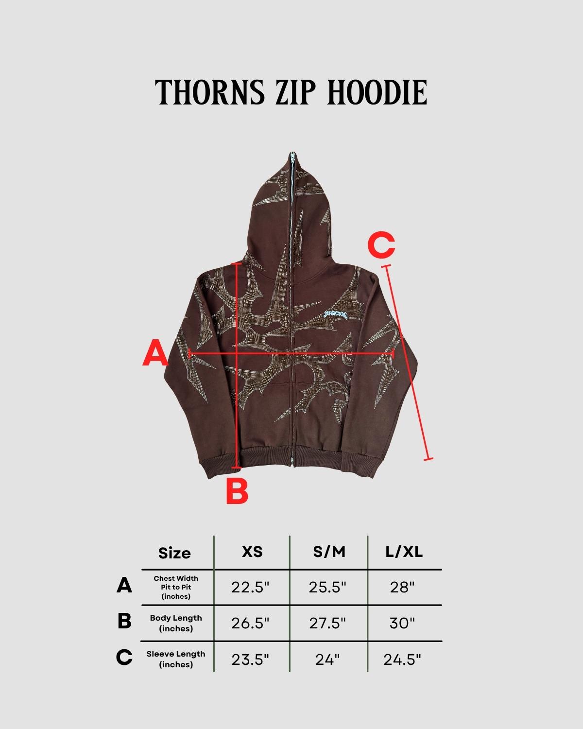 THORNS ZIP HOODIE BROWN
