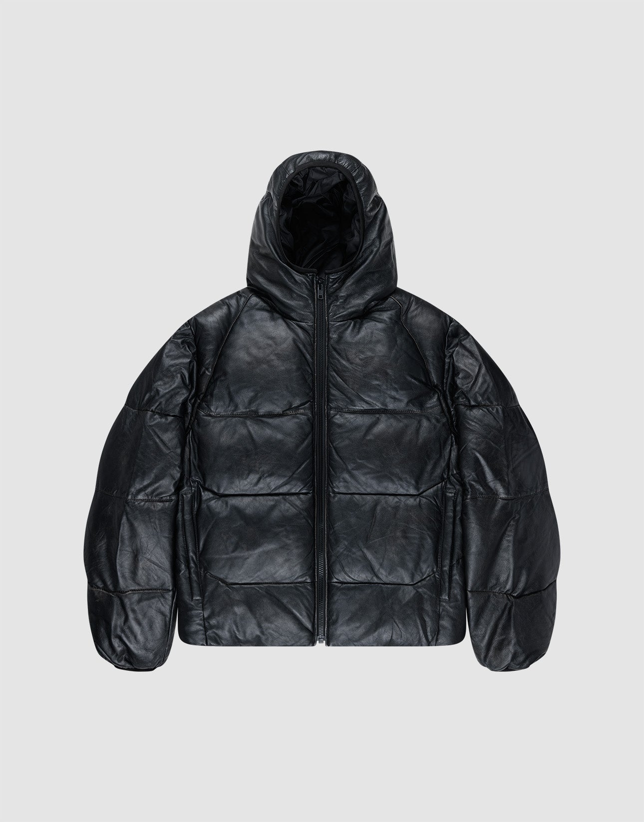 Live Fast Leather Puffer Jacket