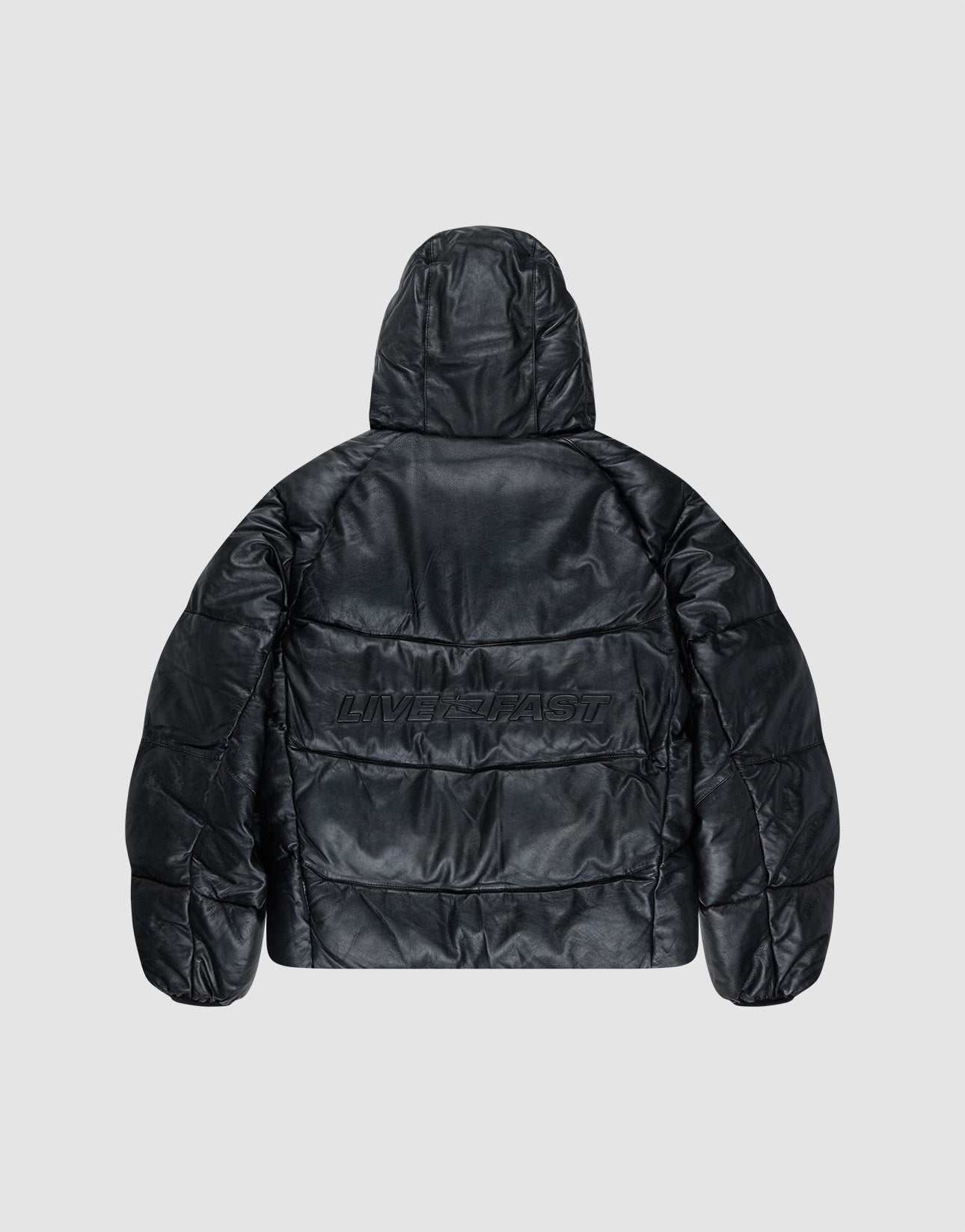 Live Fast Leather Puffer Jacket