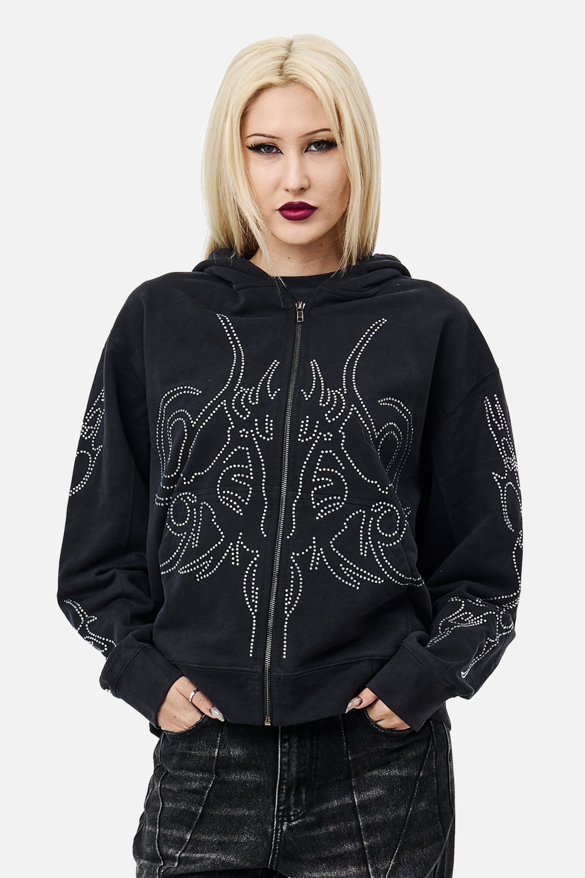 Sigil Rhinestone Zip Hoodie