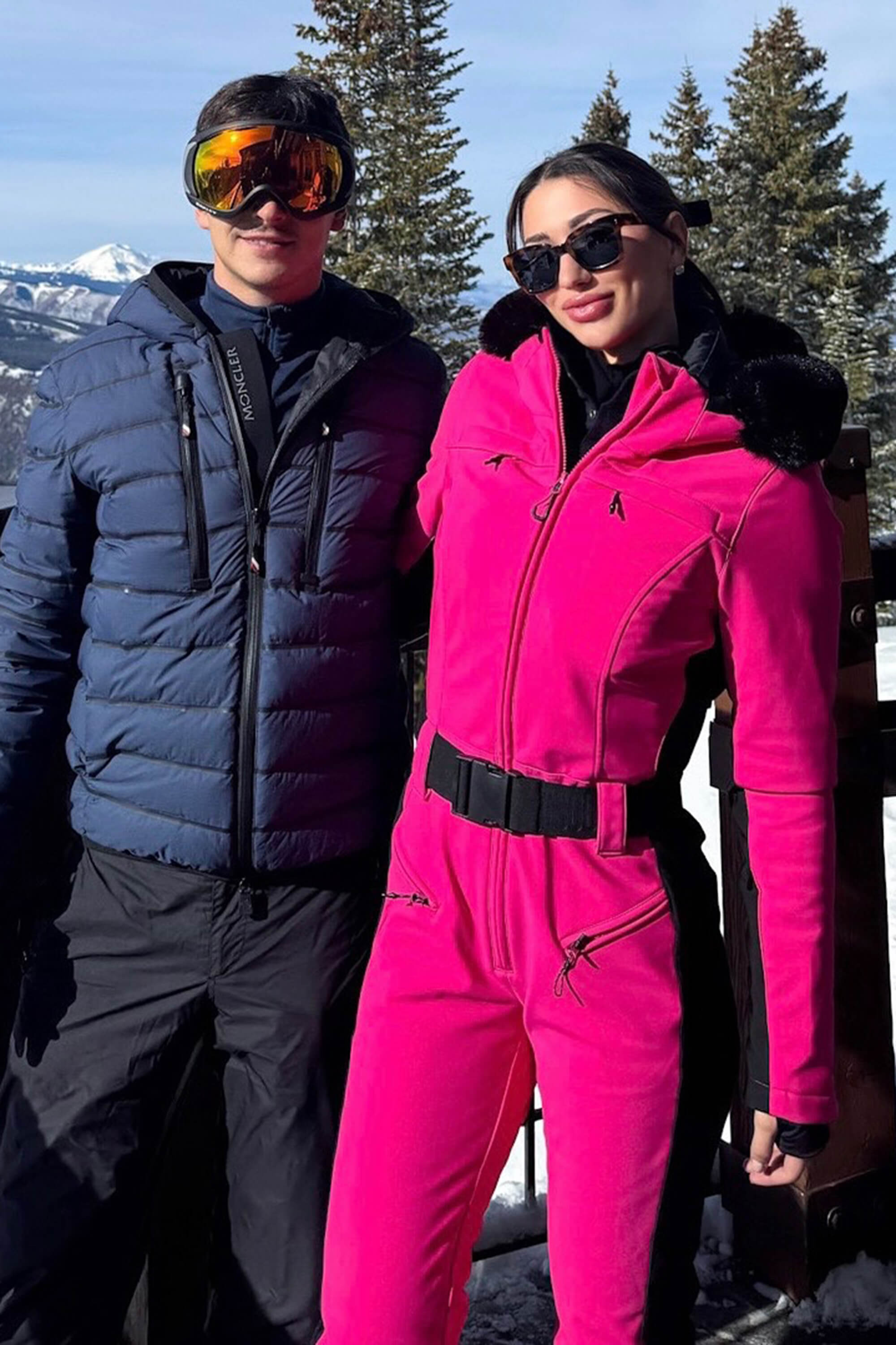 Women's Minimalist Faux Fur Lavender Down One-piece Ski Suits