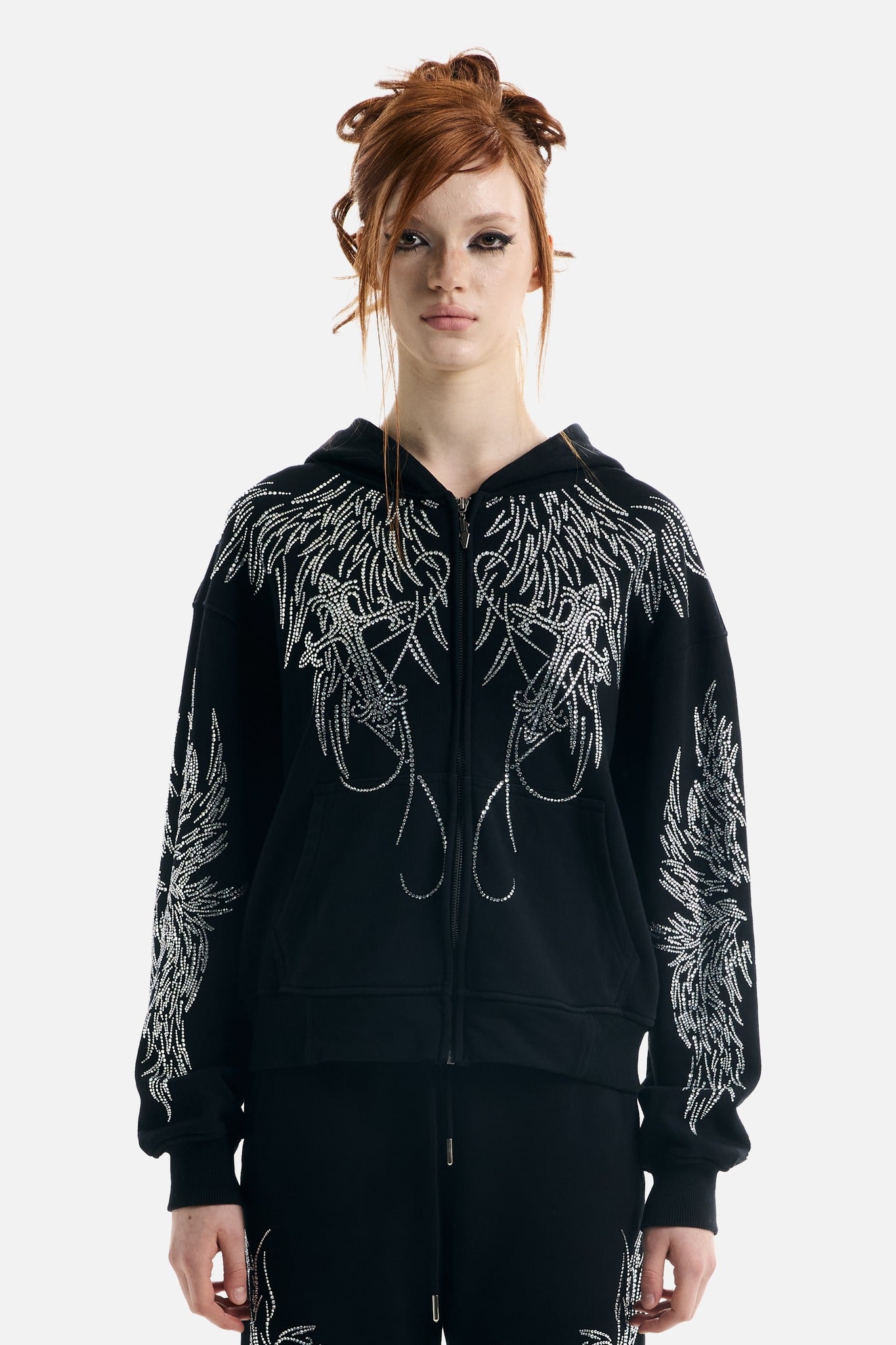 All Over Wings Rhinestone Hoodie