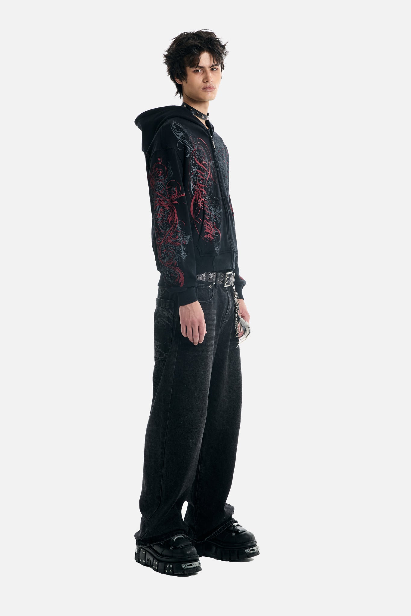 Black Scripture Eclipse Zip Up Hoodie