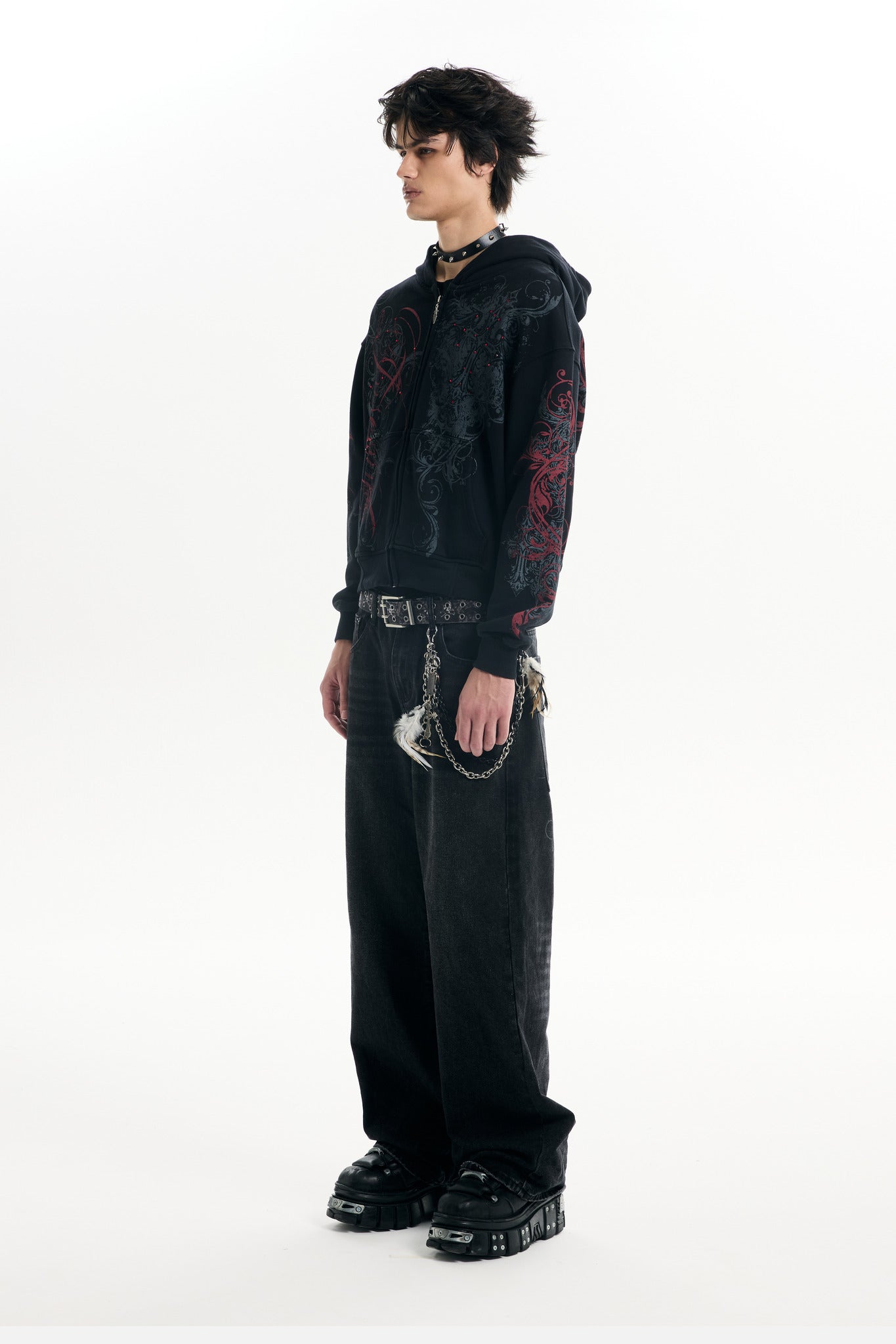 Black Scripture Eclipse Zip Up Hoodie