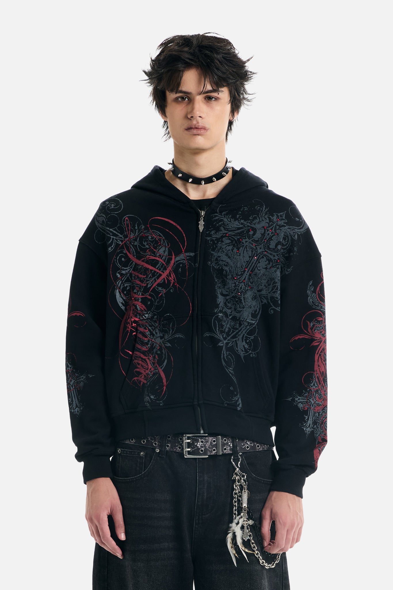 Black Scripture Eclipse Zip Up Hoodie