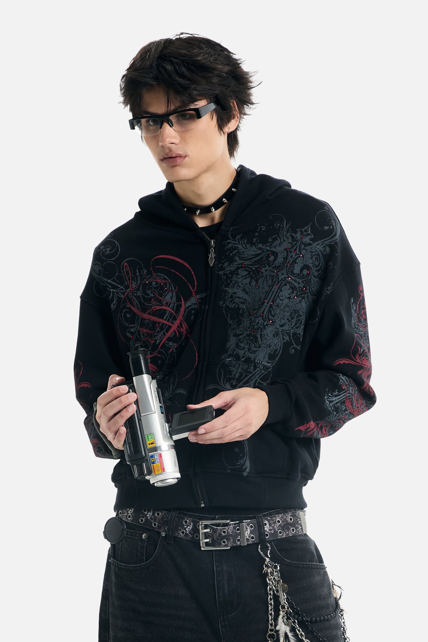 Black Scripture Eclipse Zip Up Hoodie