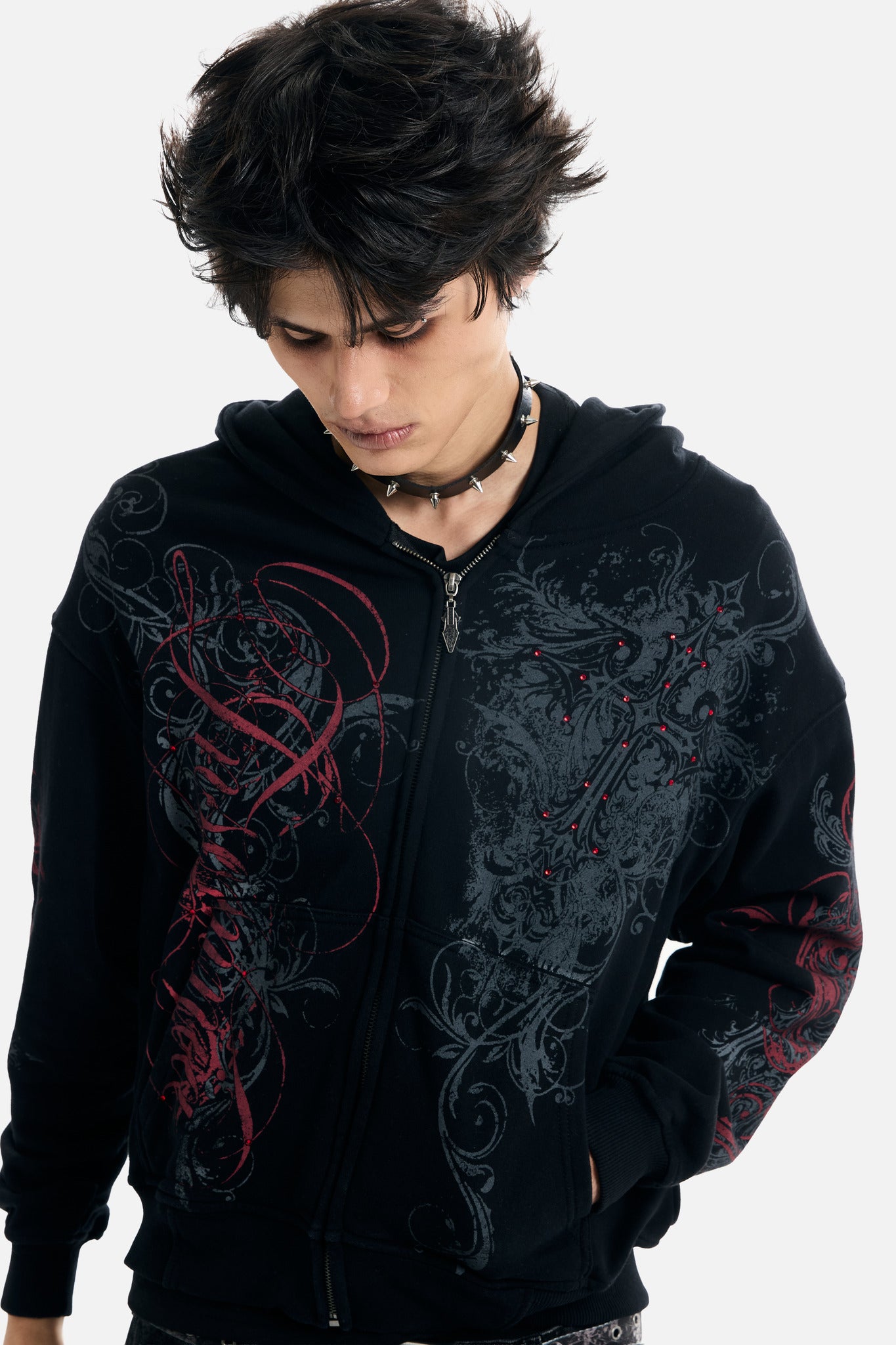 Black Scripture Eclipse Zip Up Hoodie