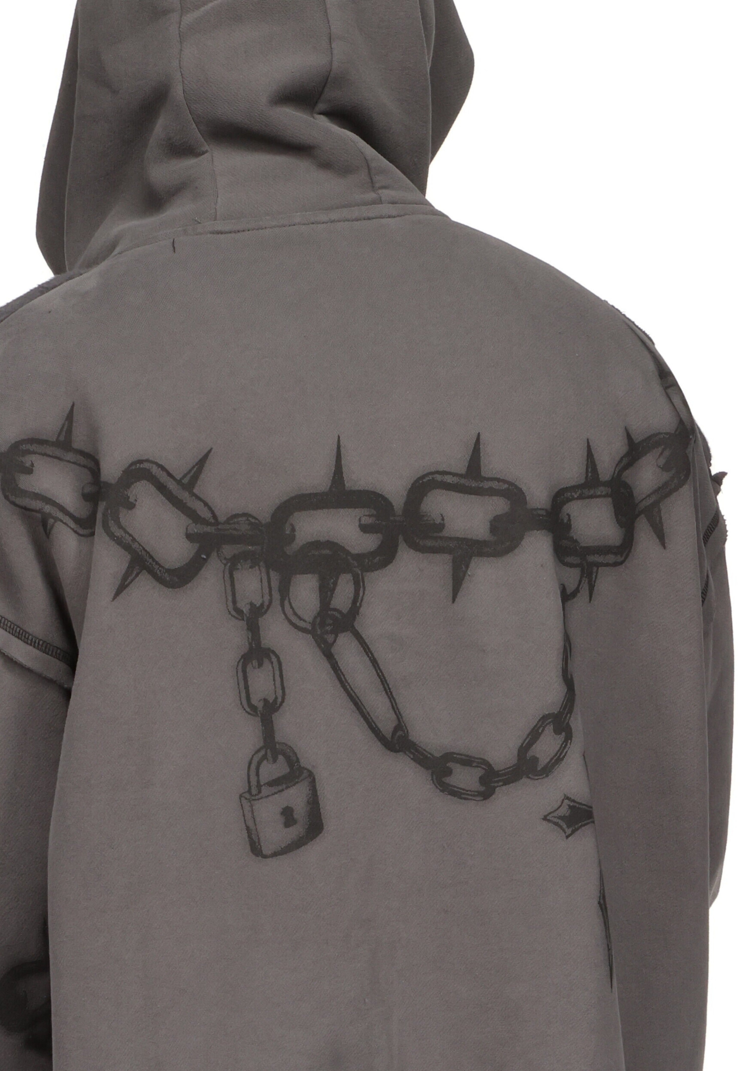 CHAINS ZIP HOODIE CAST IRON
