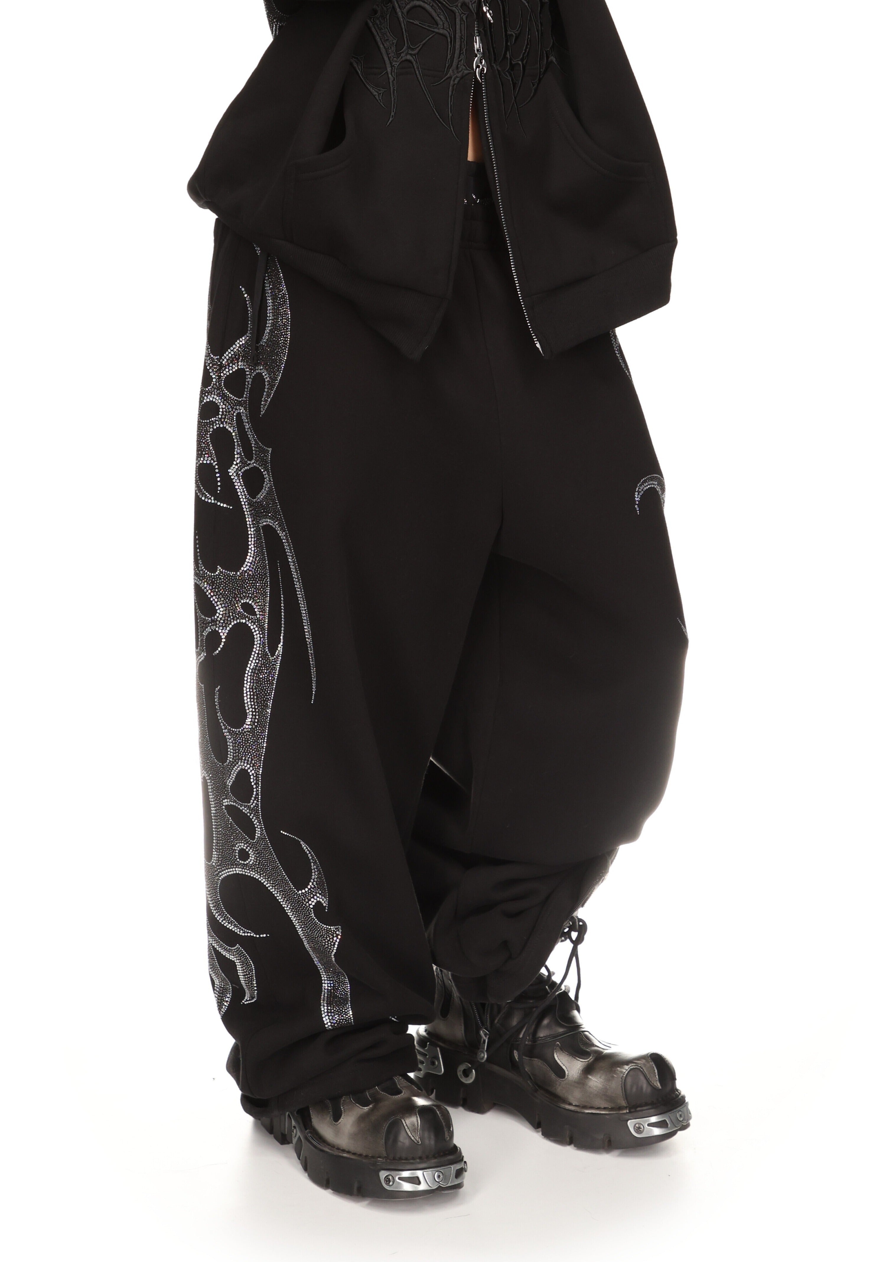 CRASH RHINESTONE OVERSIZED SWEATPANTS BLACK