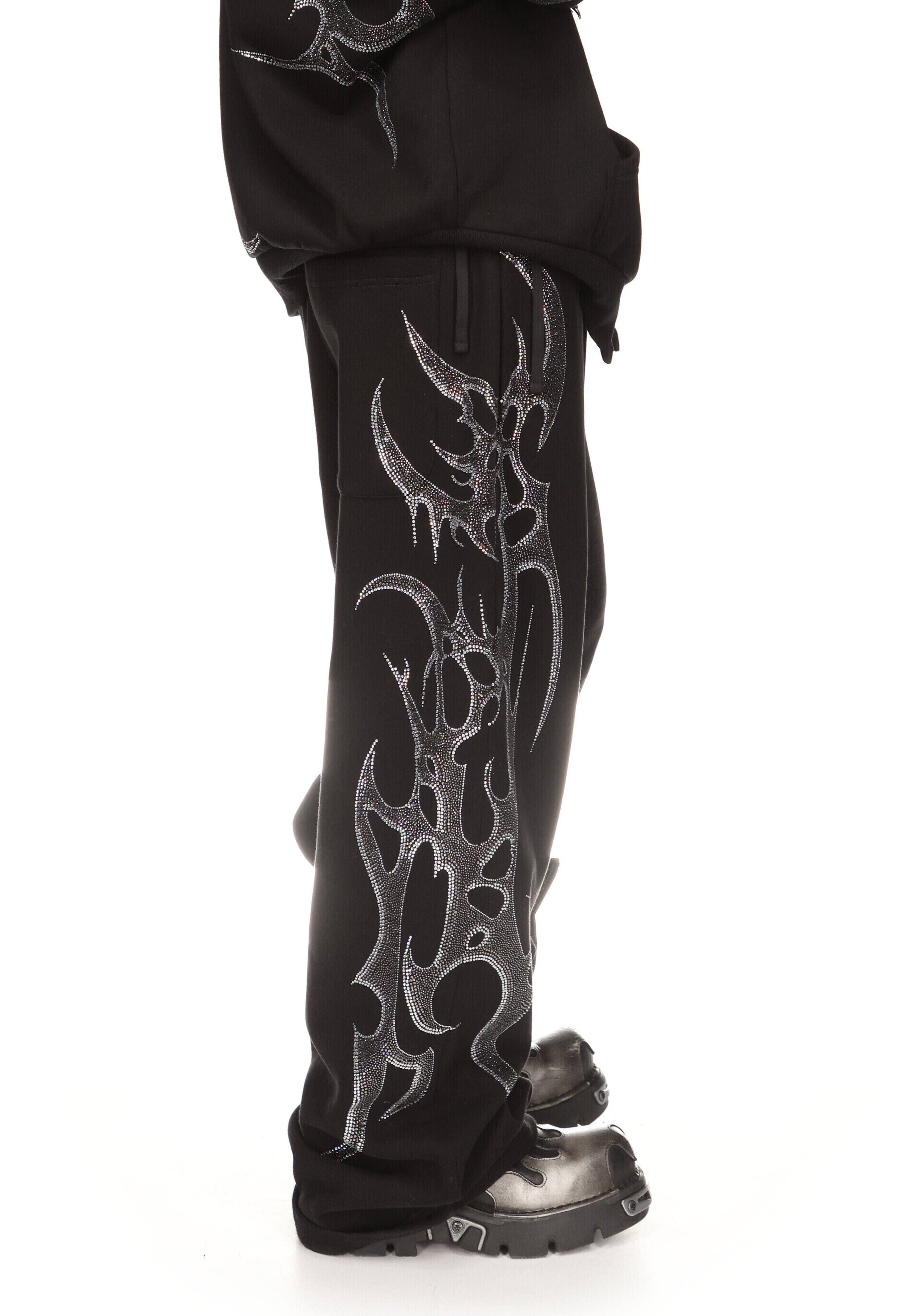CRASH RHINESTONE OVERSIZED SWEATPANTS BLACK