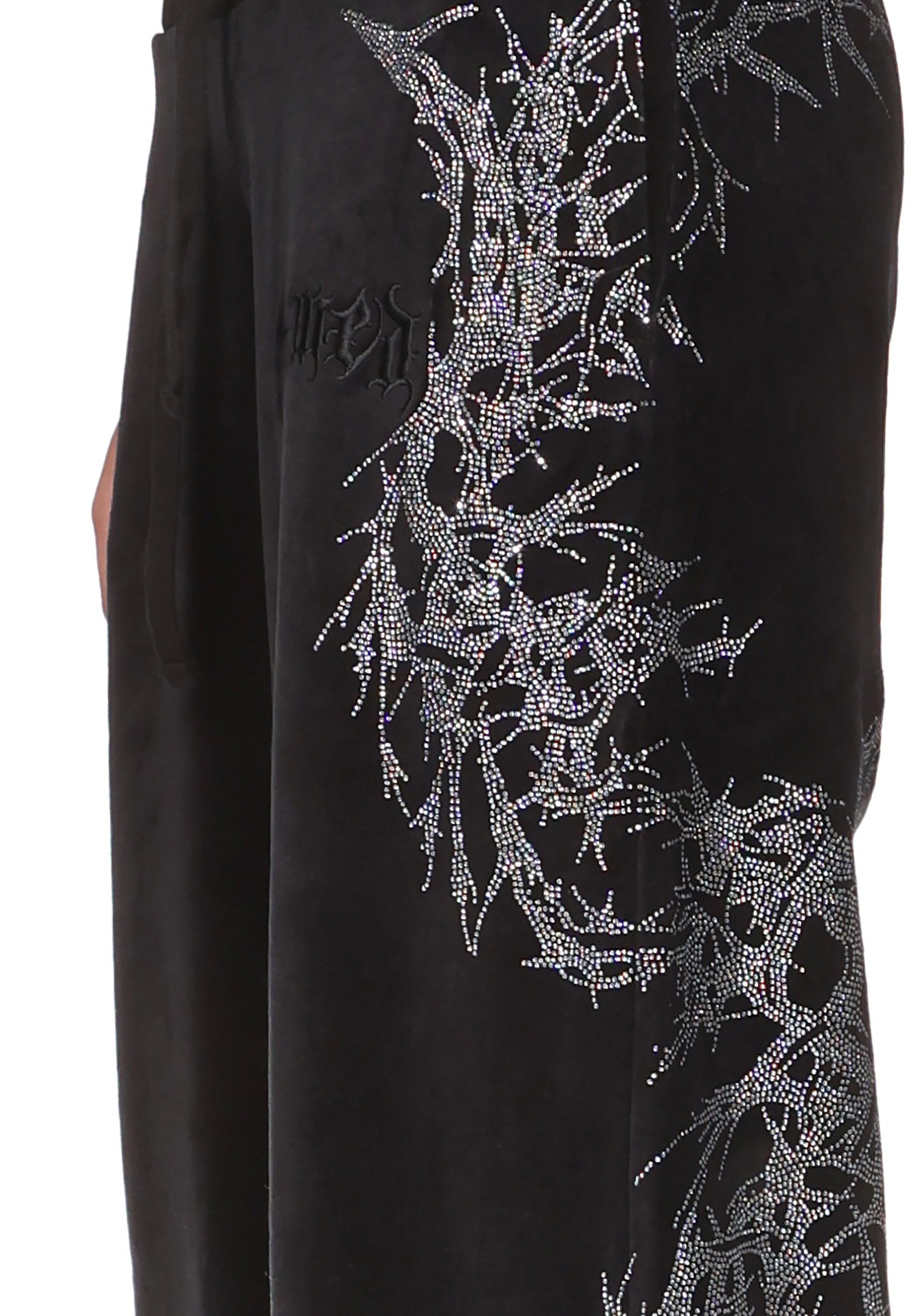 CURSE RHINESTONE VELOUR SWEATPANTS BLACK
