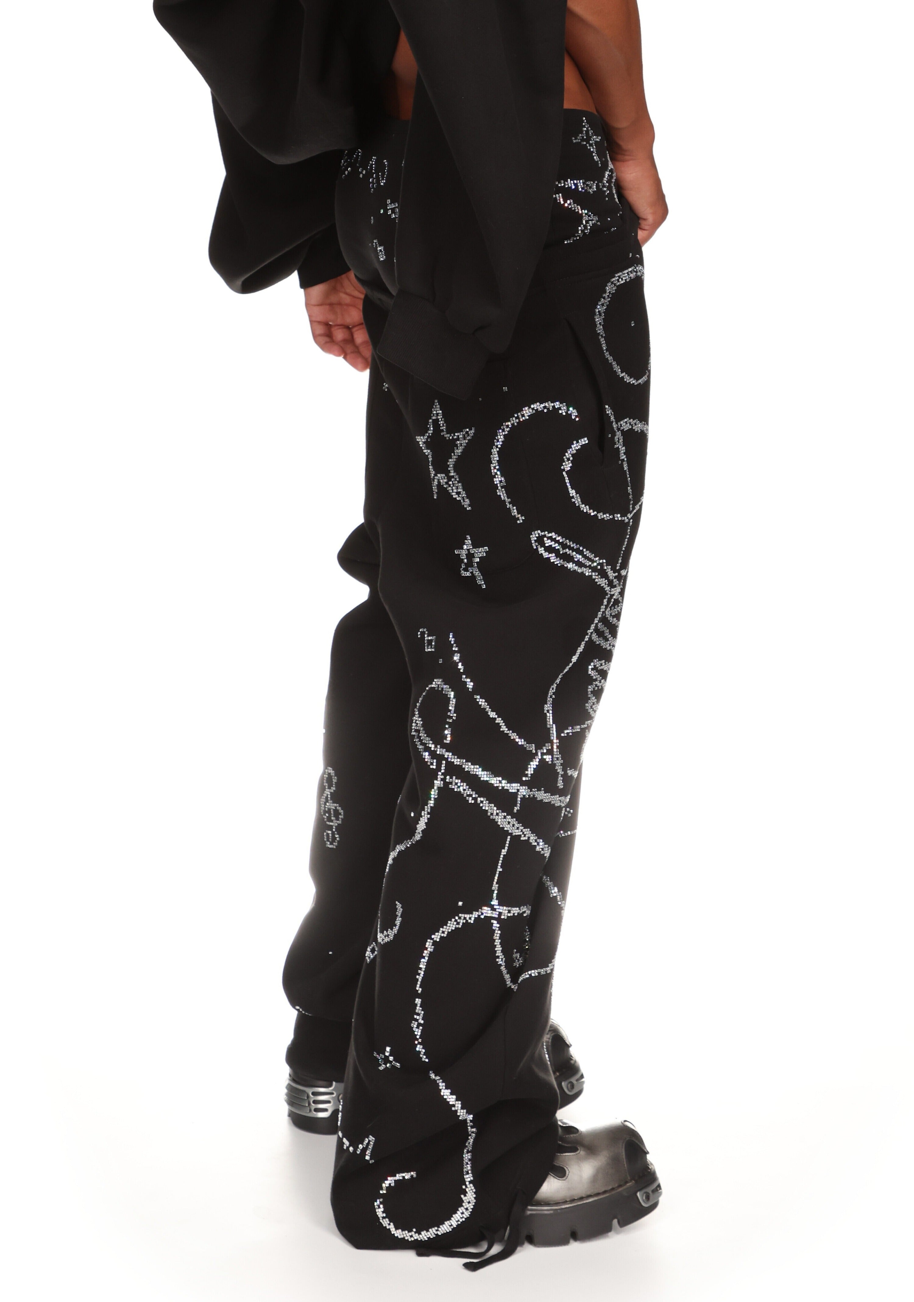 DREAMER RHINESTONE TEDDY OVERSIZED SWEATPANTS BLACK