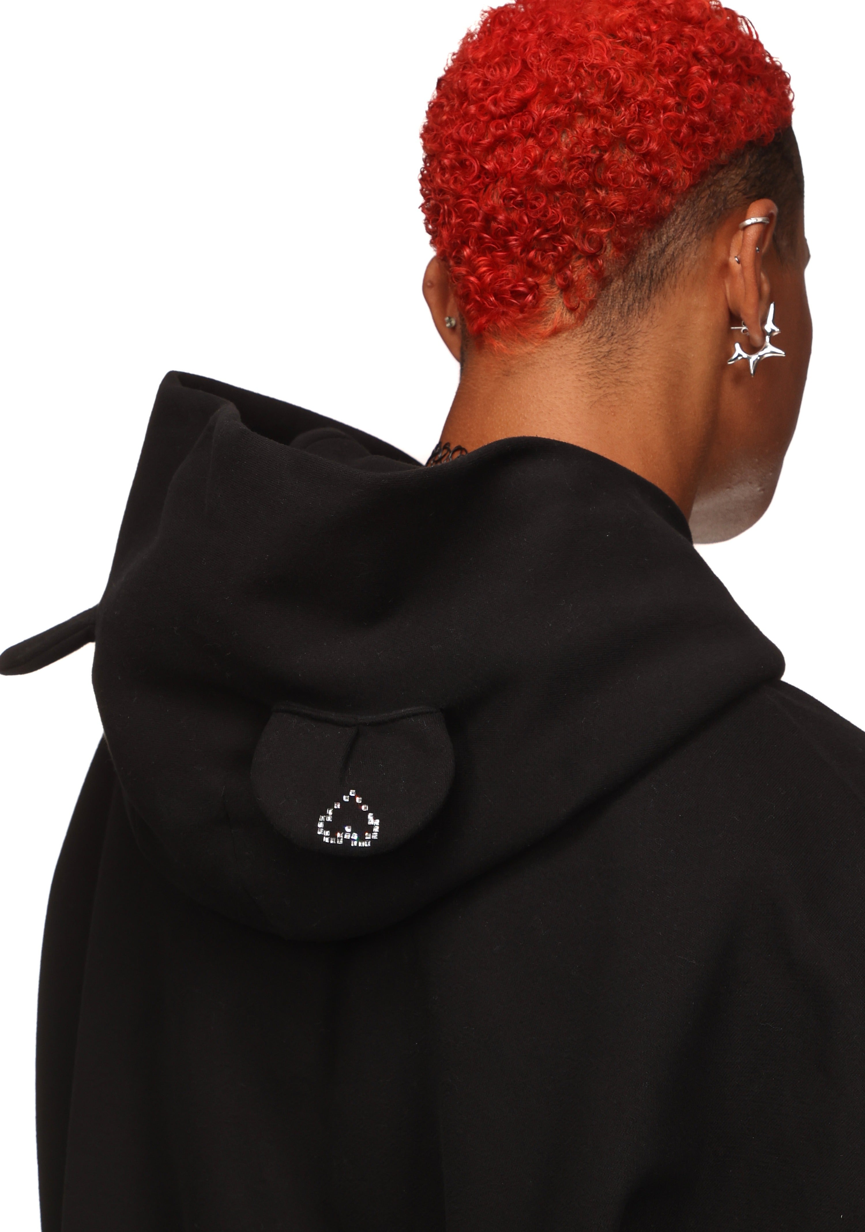DREAMER RHINESTONE TEDDY PULLOVER HOODIE BLACK