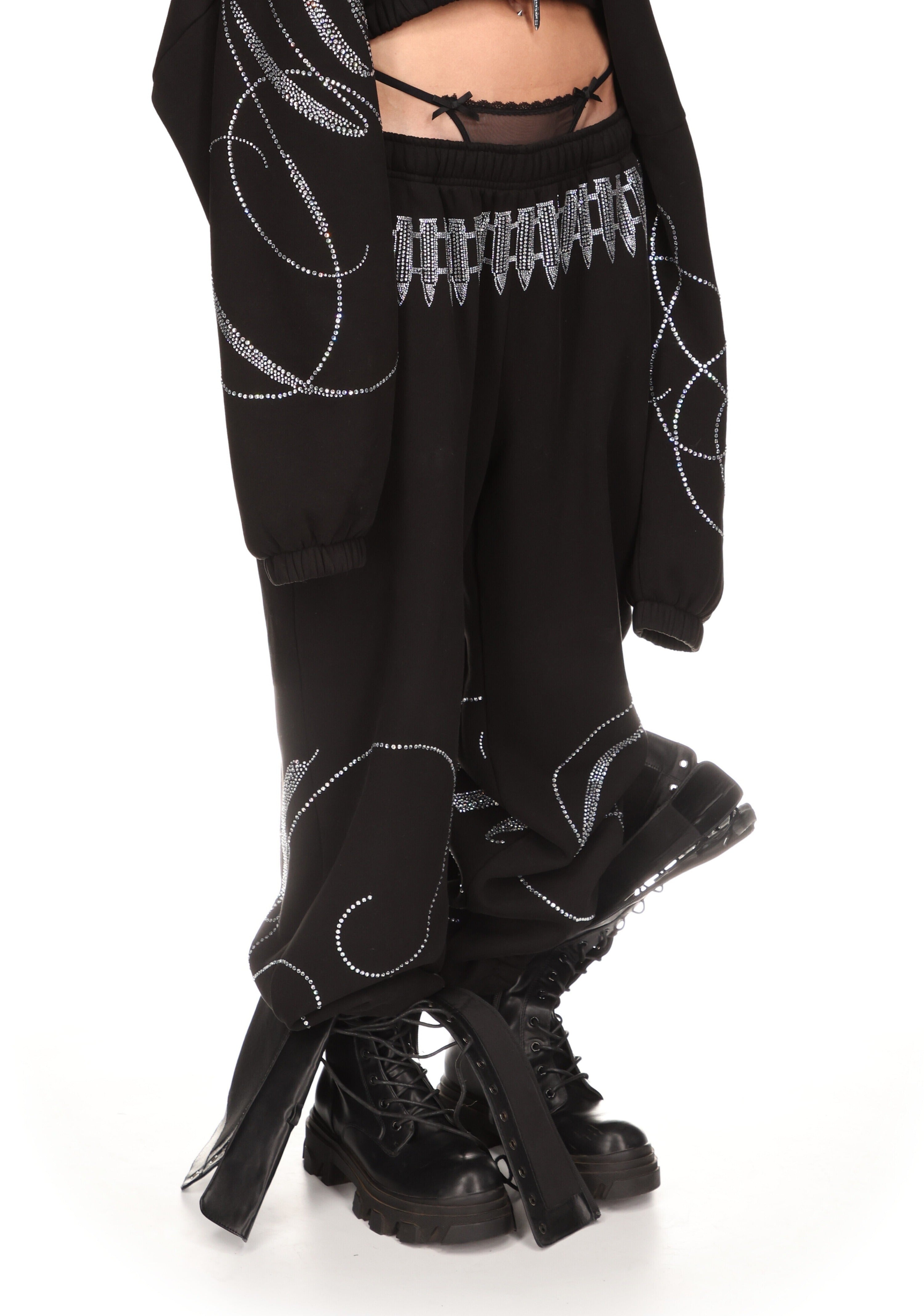ENEMY RHINESTONE SWEATPANTS BLACK