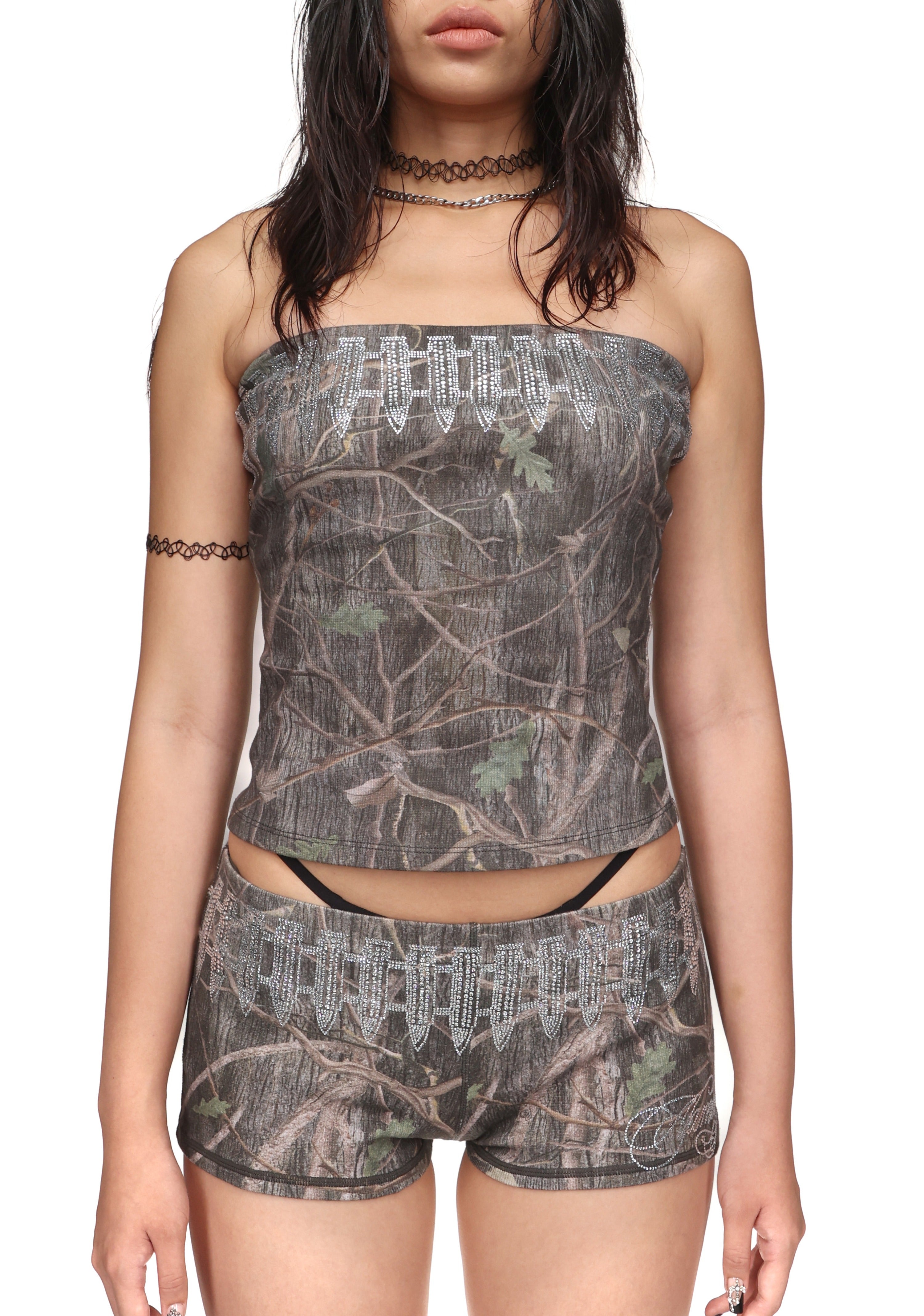 ENEMY RHINESTONE TUBE TOP TREE CAMO