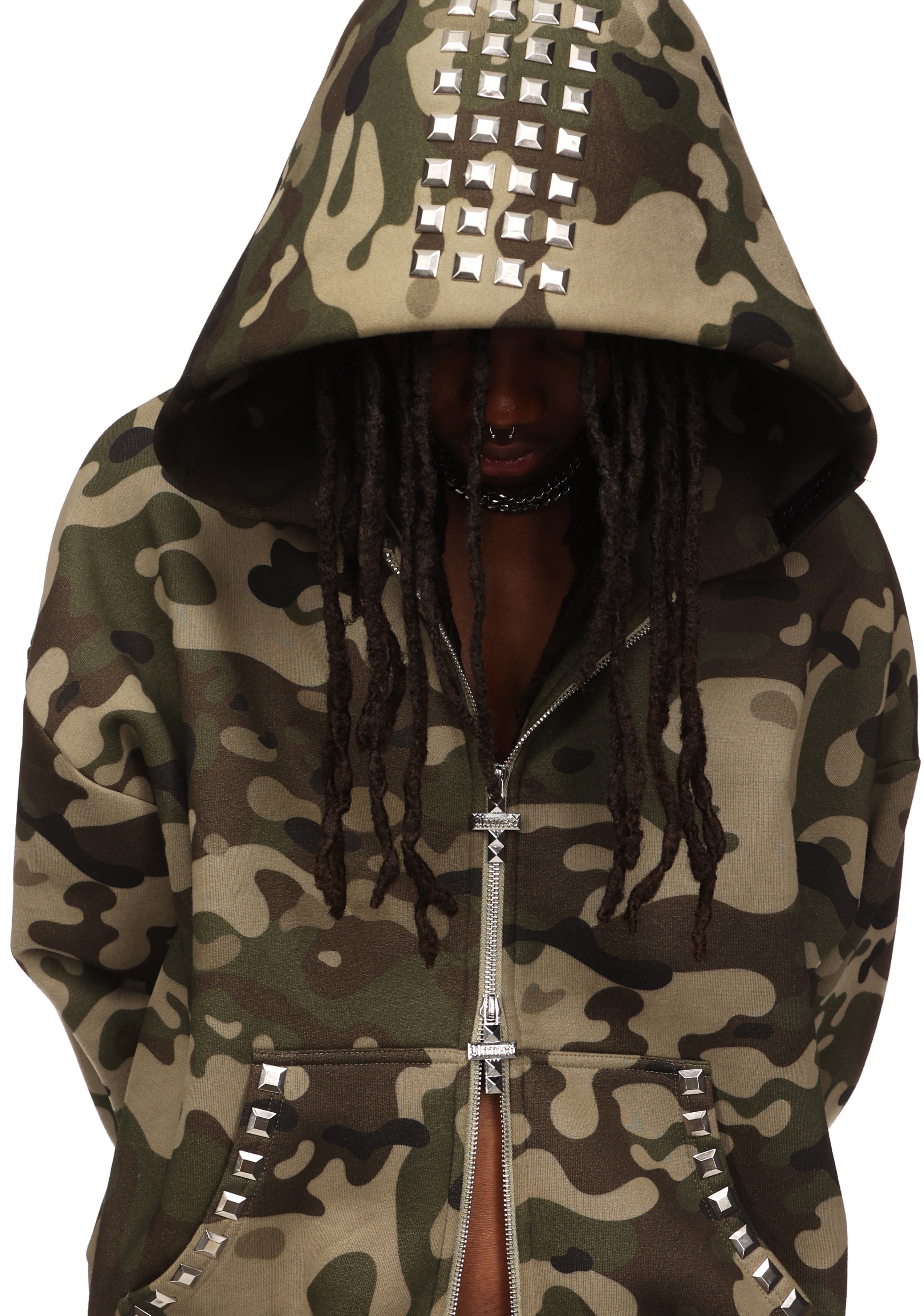 FAITHFUL STUDDED ZIP HOODIE CAMO