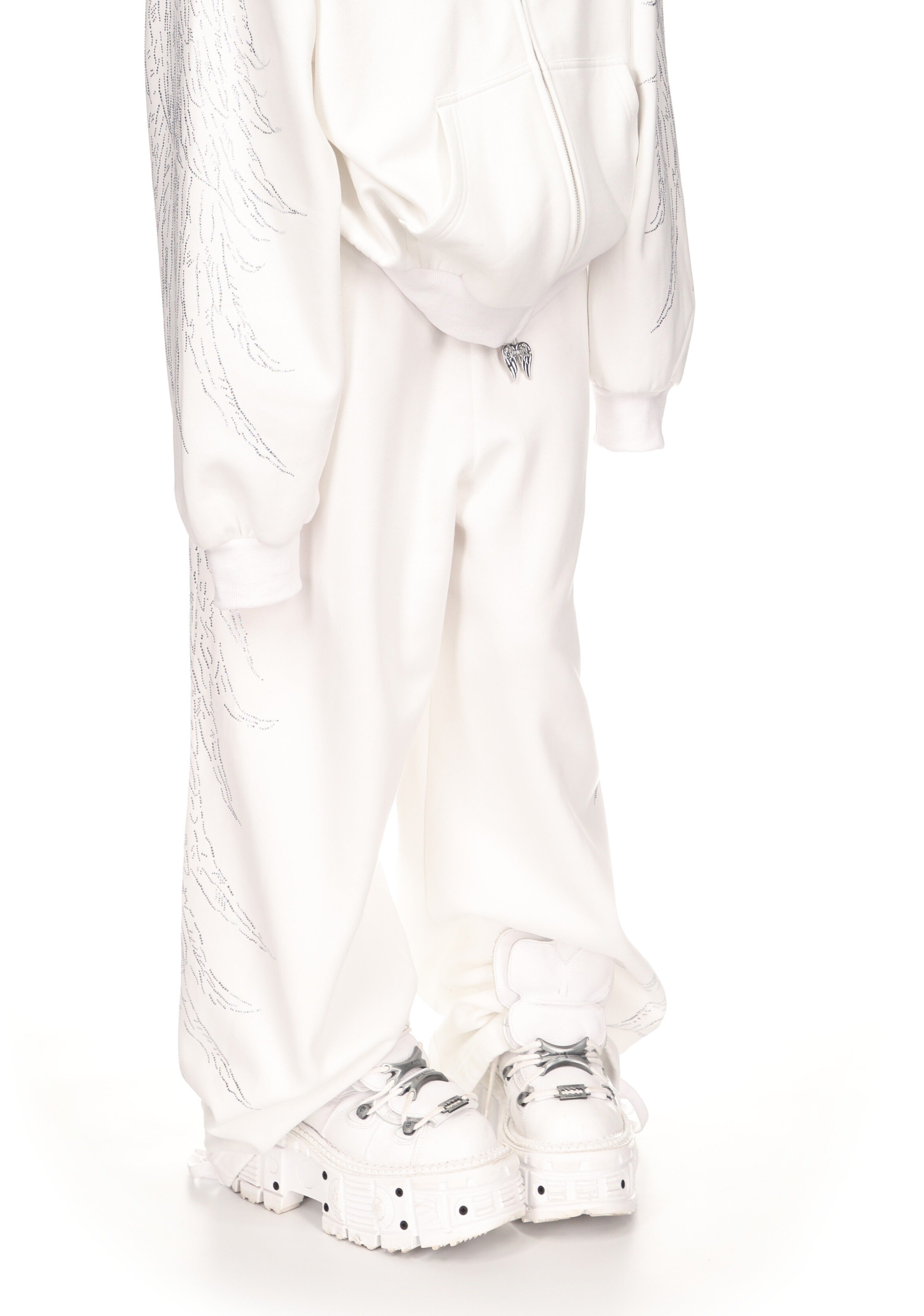 FALLEN RHINESTONE OVERSIZED SWEATPANTS WHITE