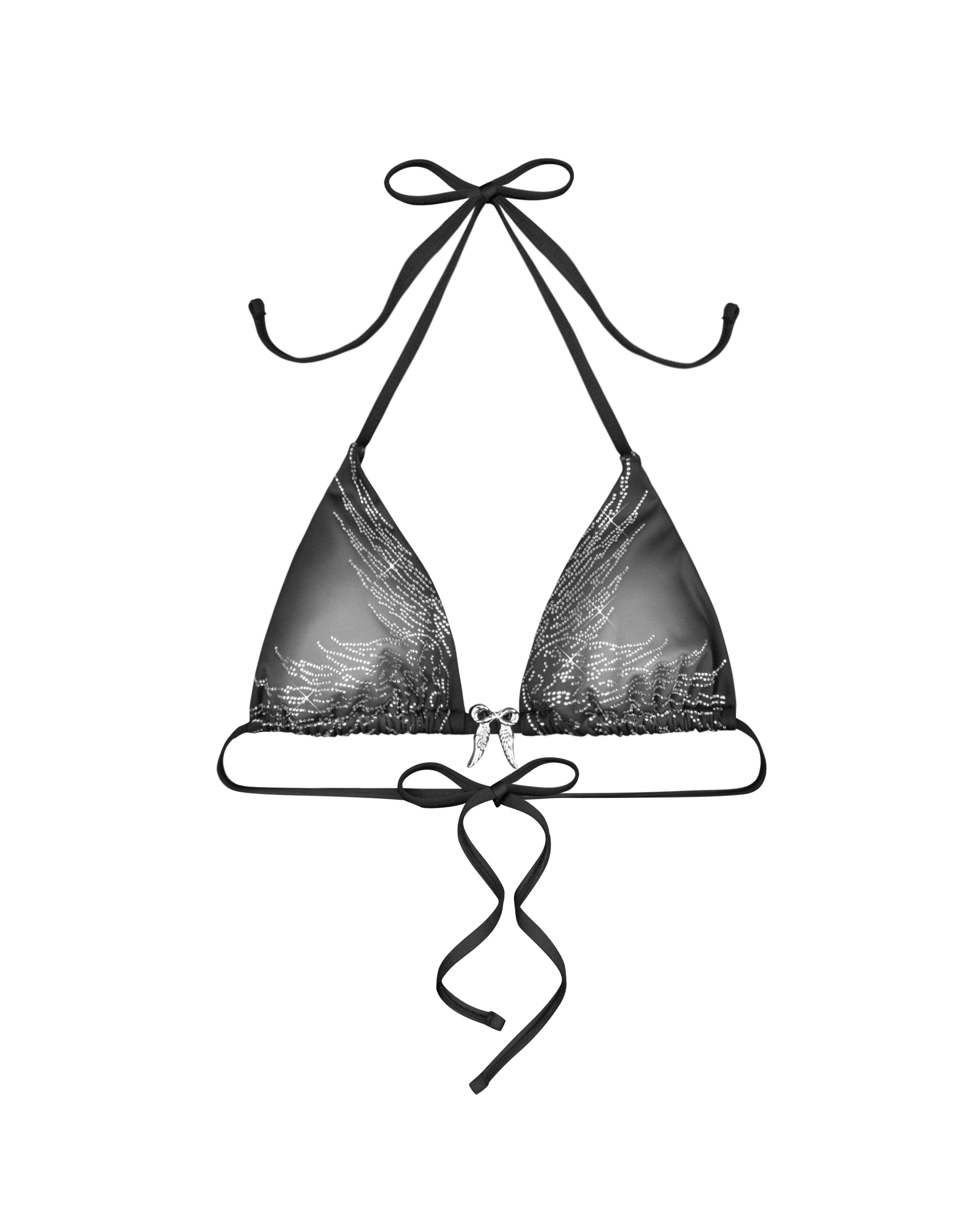 FALLEN RHINESTONE TRIANGLE BIKINI TOP WASHED BLACK
