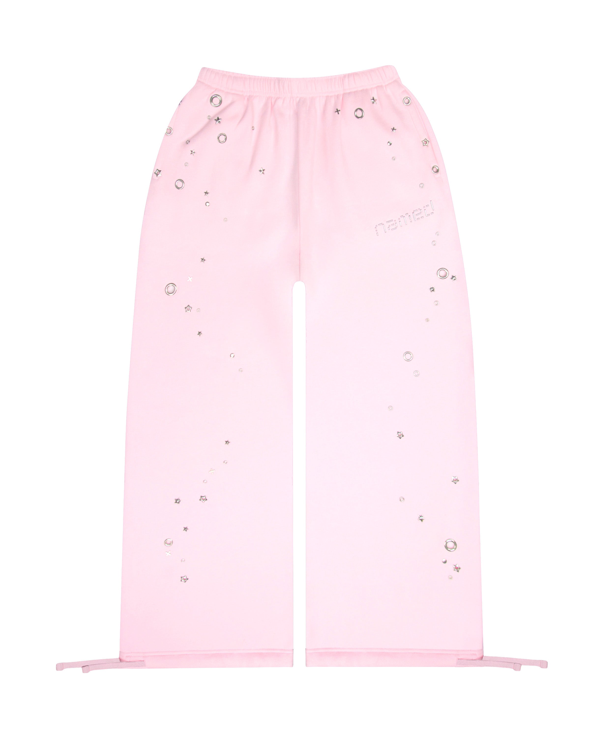 GLITCH EYELET OVERSIZED SWEATPANTS BABY PINK