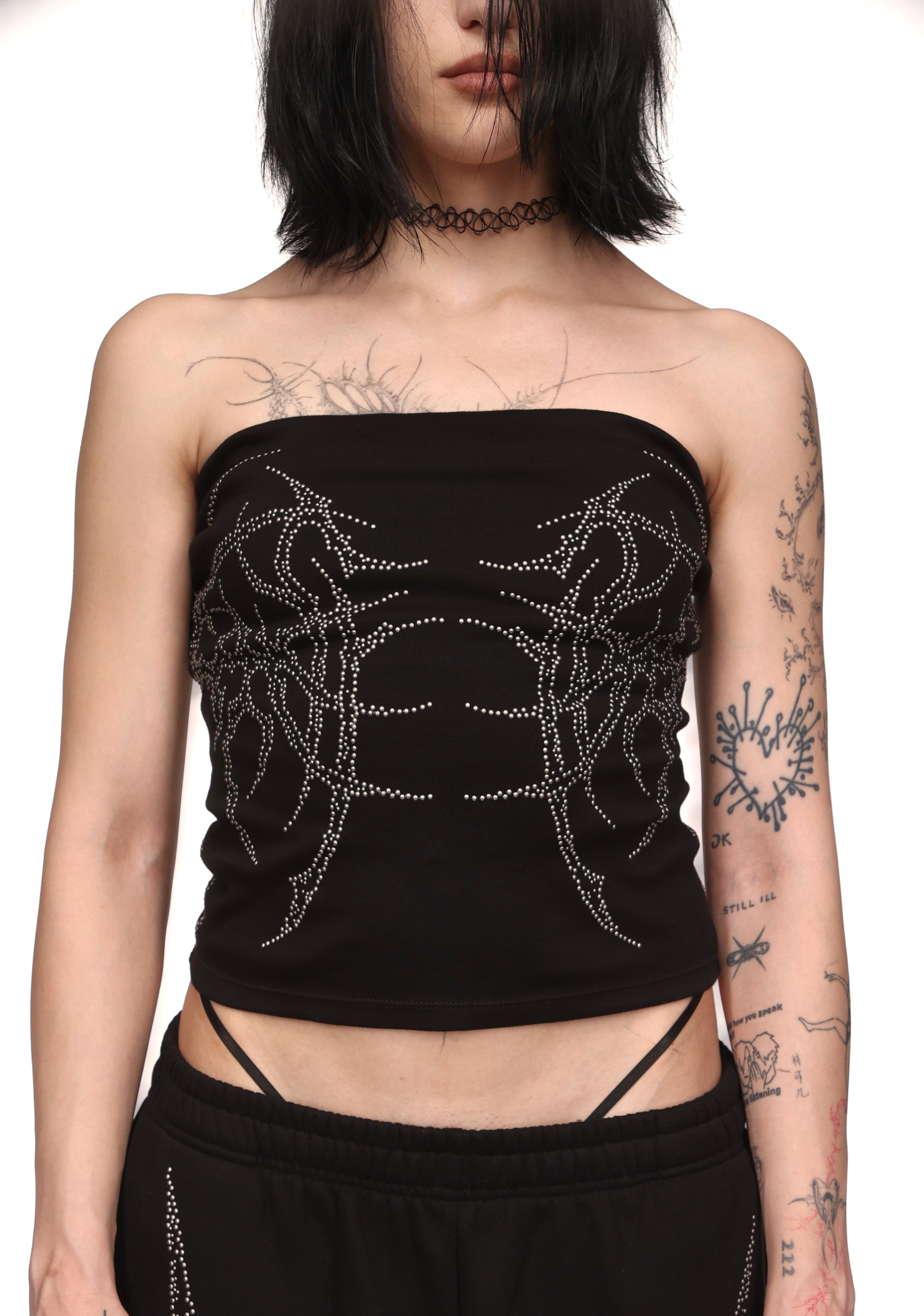 HAUNT STUDDED TUBE TOP BLACK