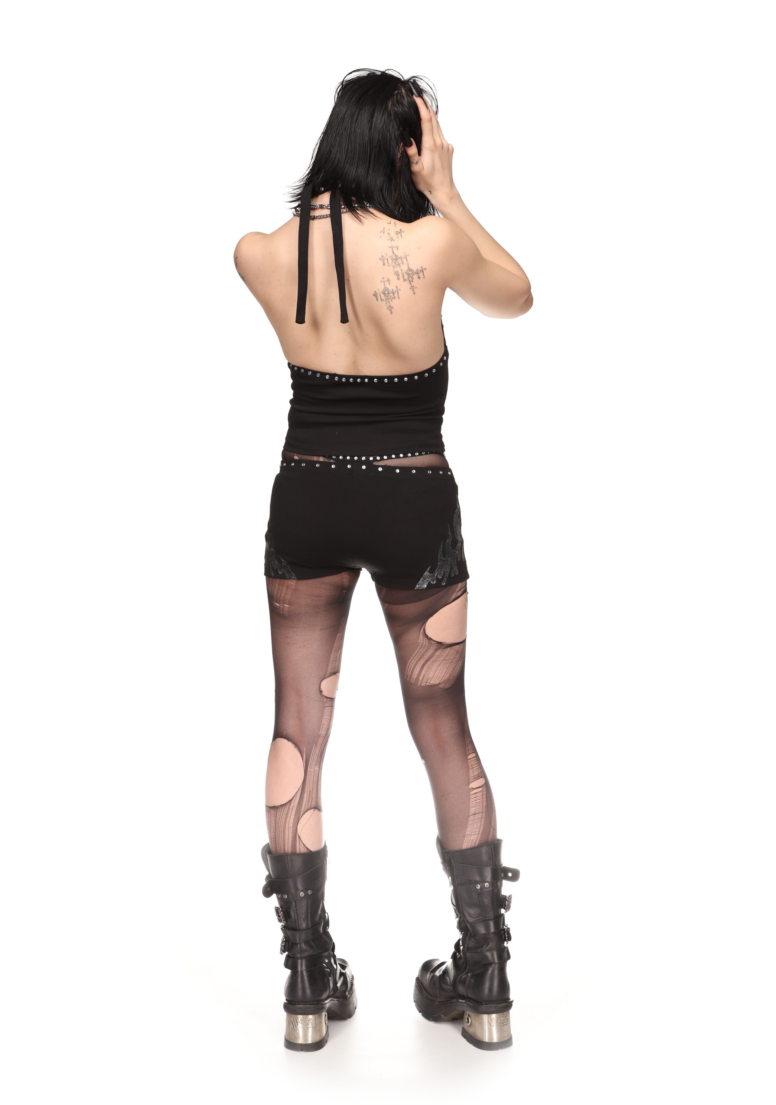 IGNITE RHINESTONE HALTERNECK CAMI TOP BLACK