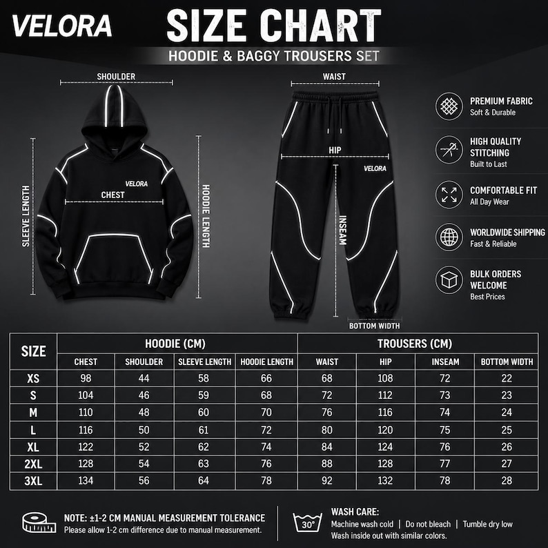 Black Reflective Piping Tracksuit, Unisex Techwear Hoodie and Joggers Set