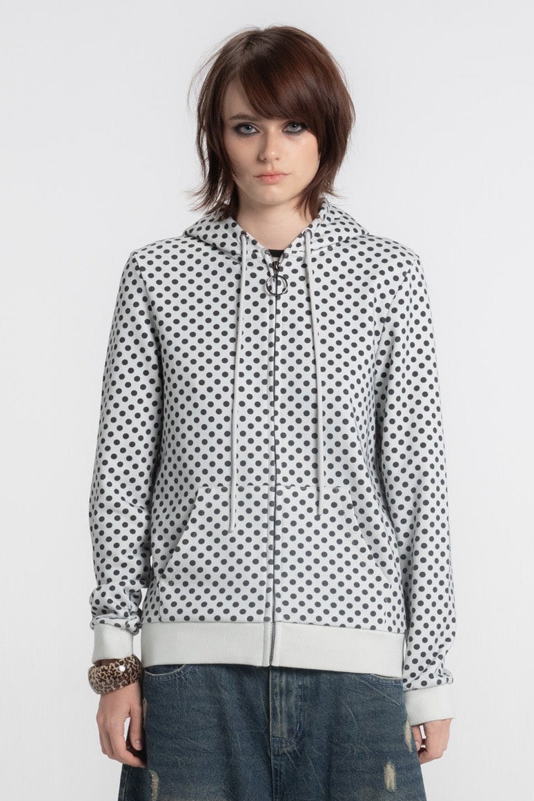 Polka Dot Slim Zip Hoodie