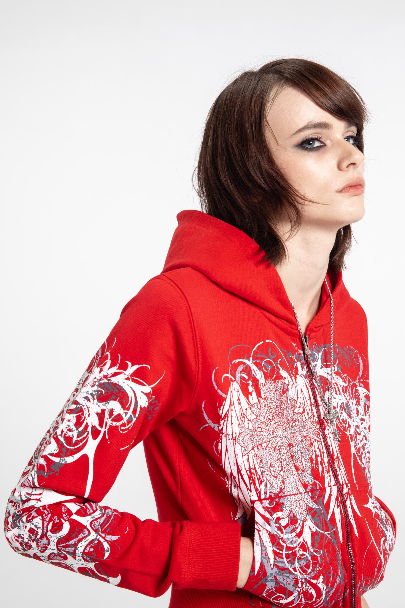 Red Eclipse Cropped Hoodie