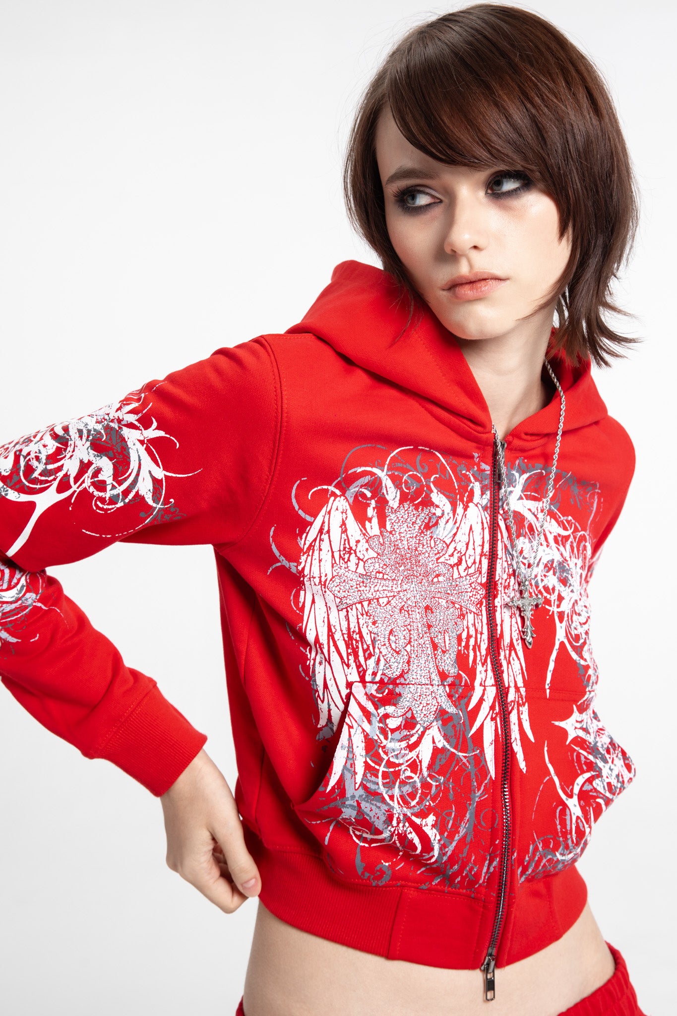 Red Eclipse Cropped Hoodie