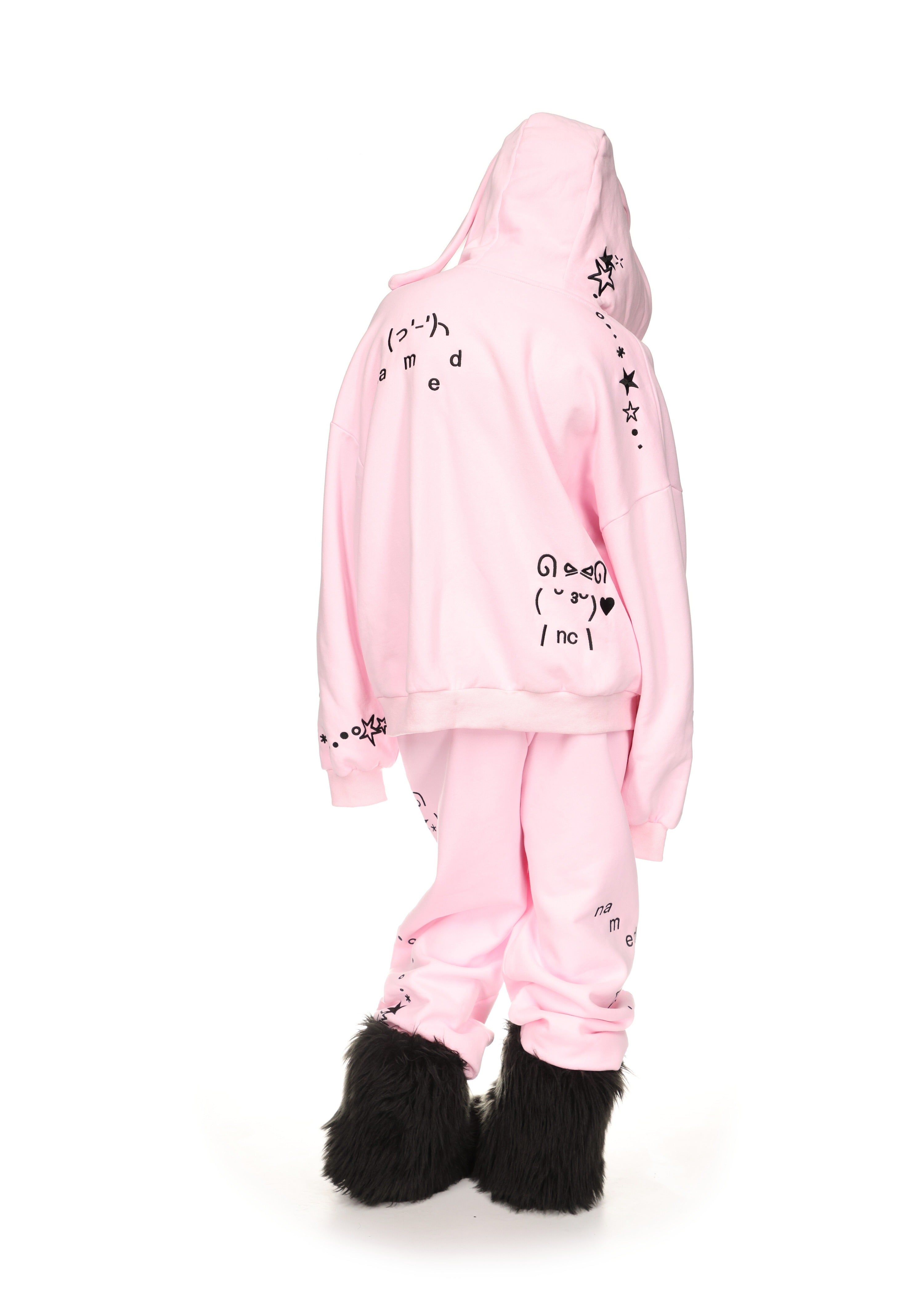 MALFUNCTION BUNNY ZIP HOODIE BABY PINK (DETACHABLE EARS)