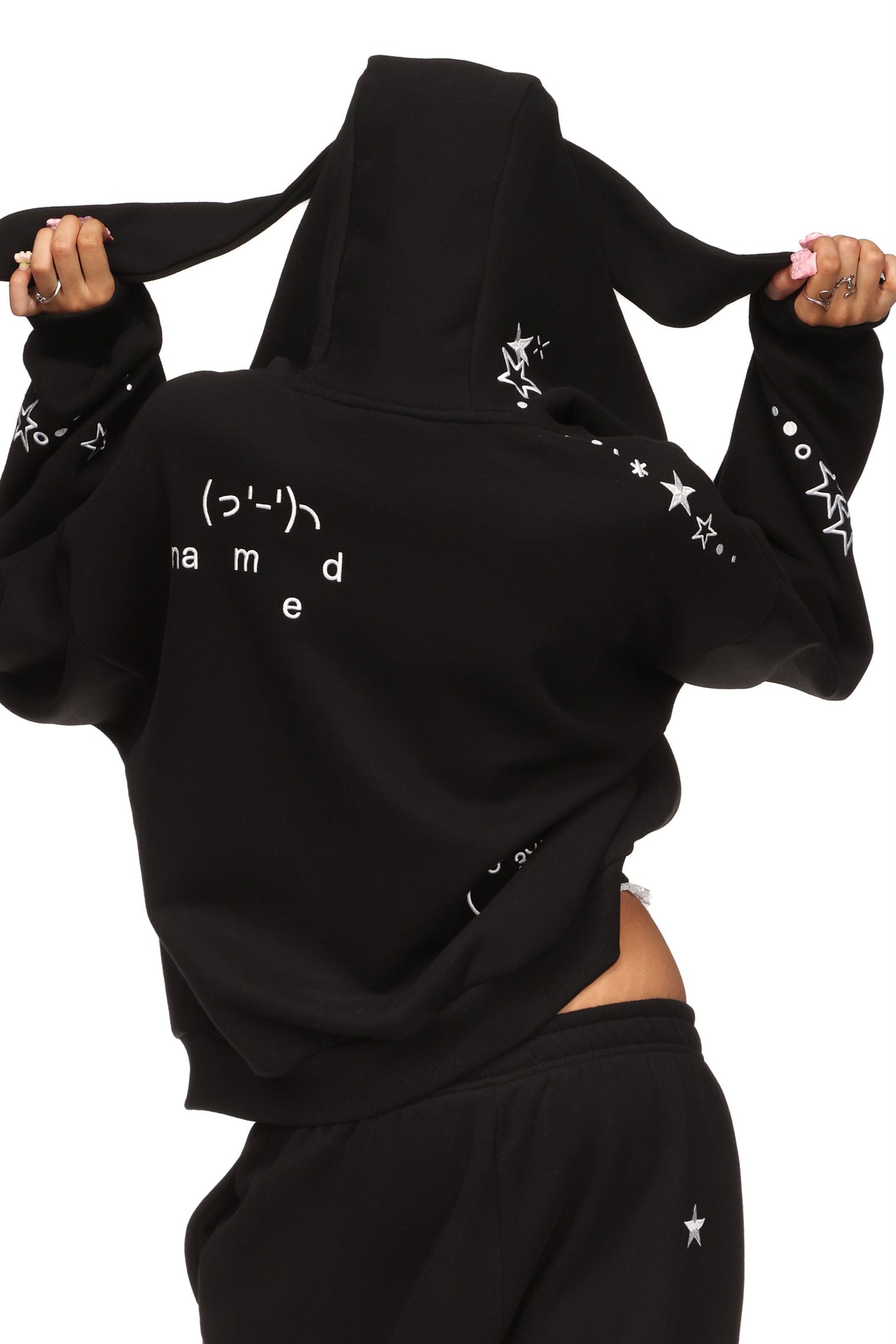 MALFUNCTION BUNNY ZIP HOODIE BLACK (DETACHABLE EARS)