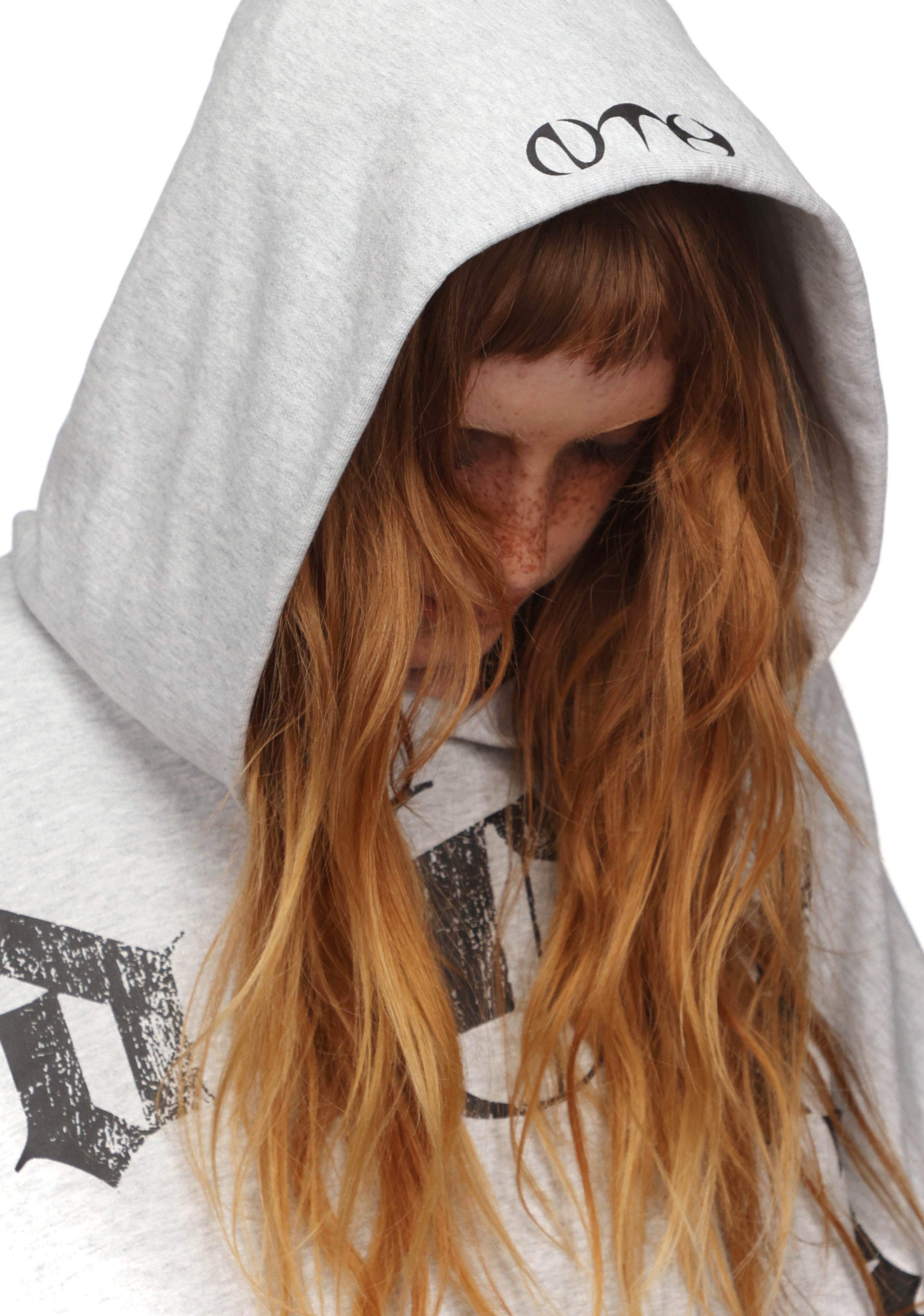 Nth ACTIVE OLD ENGLISH OVERSIZED PULLOVER HOODIE GREY MARL