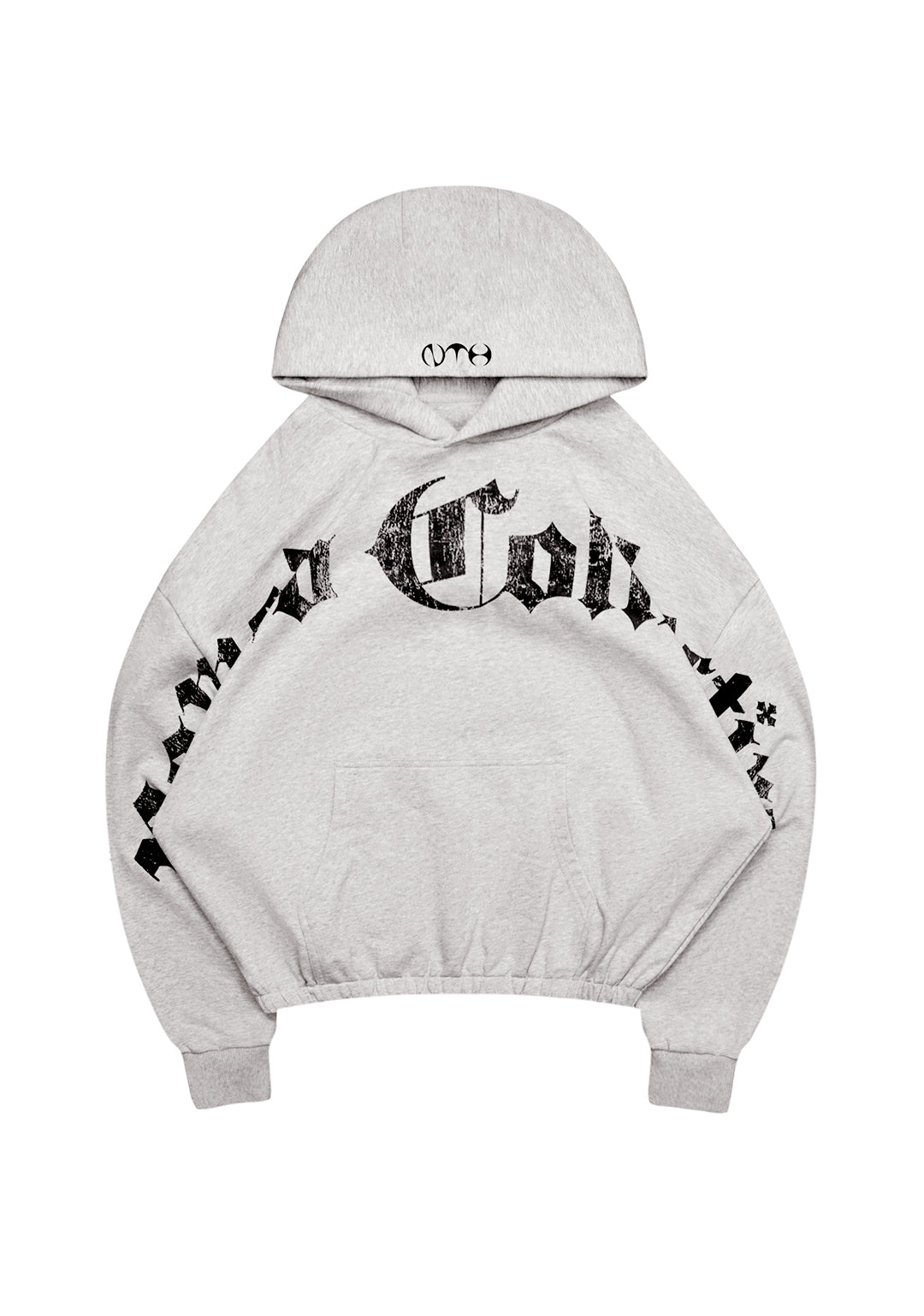 Nth ACTIVE OLD ENGLISH OVERSIZED PULLOVER HOODIE GREY MARL
