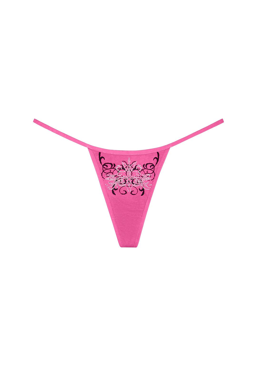 OBSESSION RHINESTONE THONG HOT PINK
