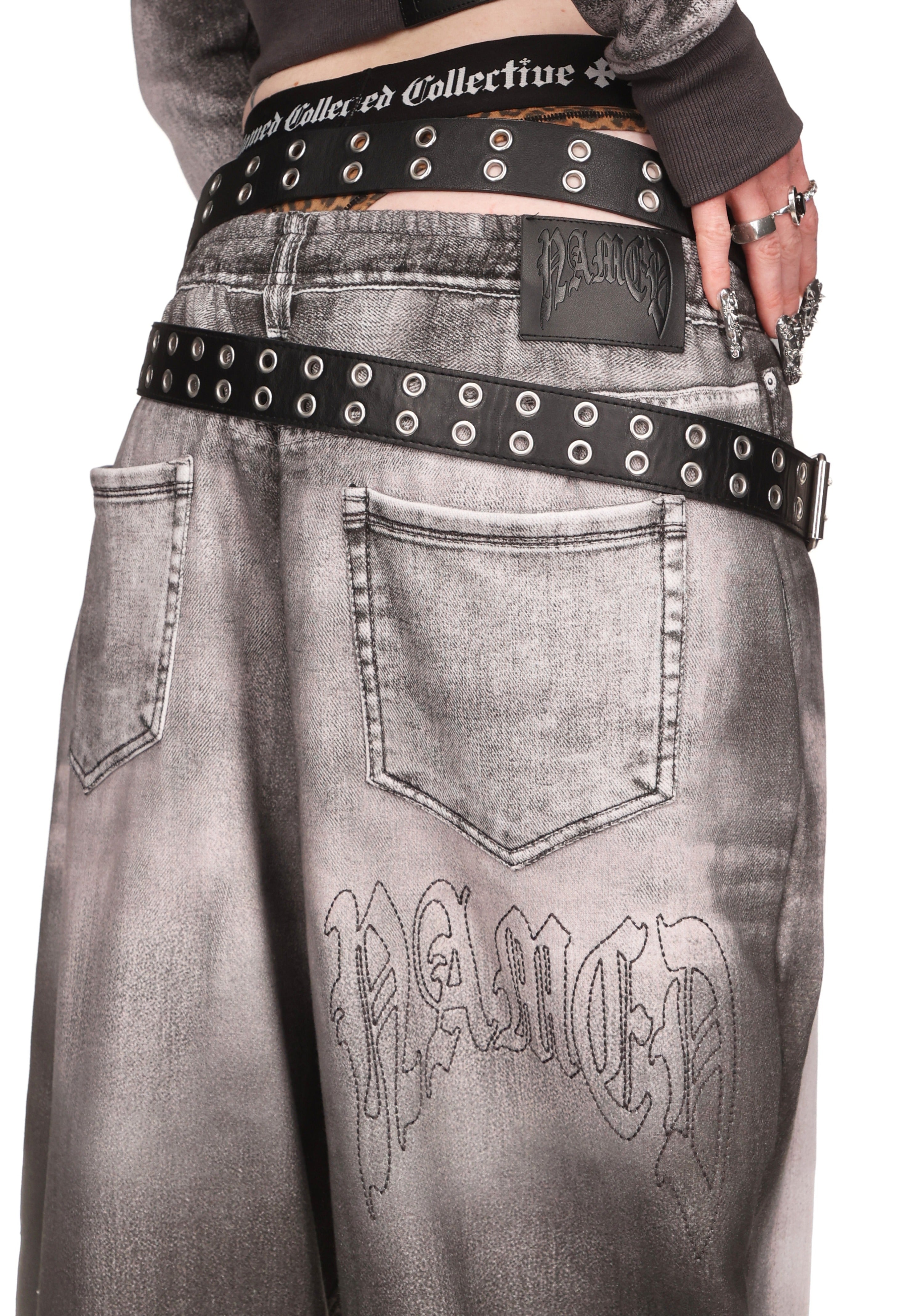 OFF GRID DENIM EFFECT OVERSIZED SWEATPANTS WASHED BLACK