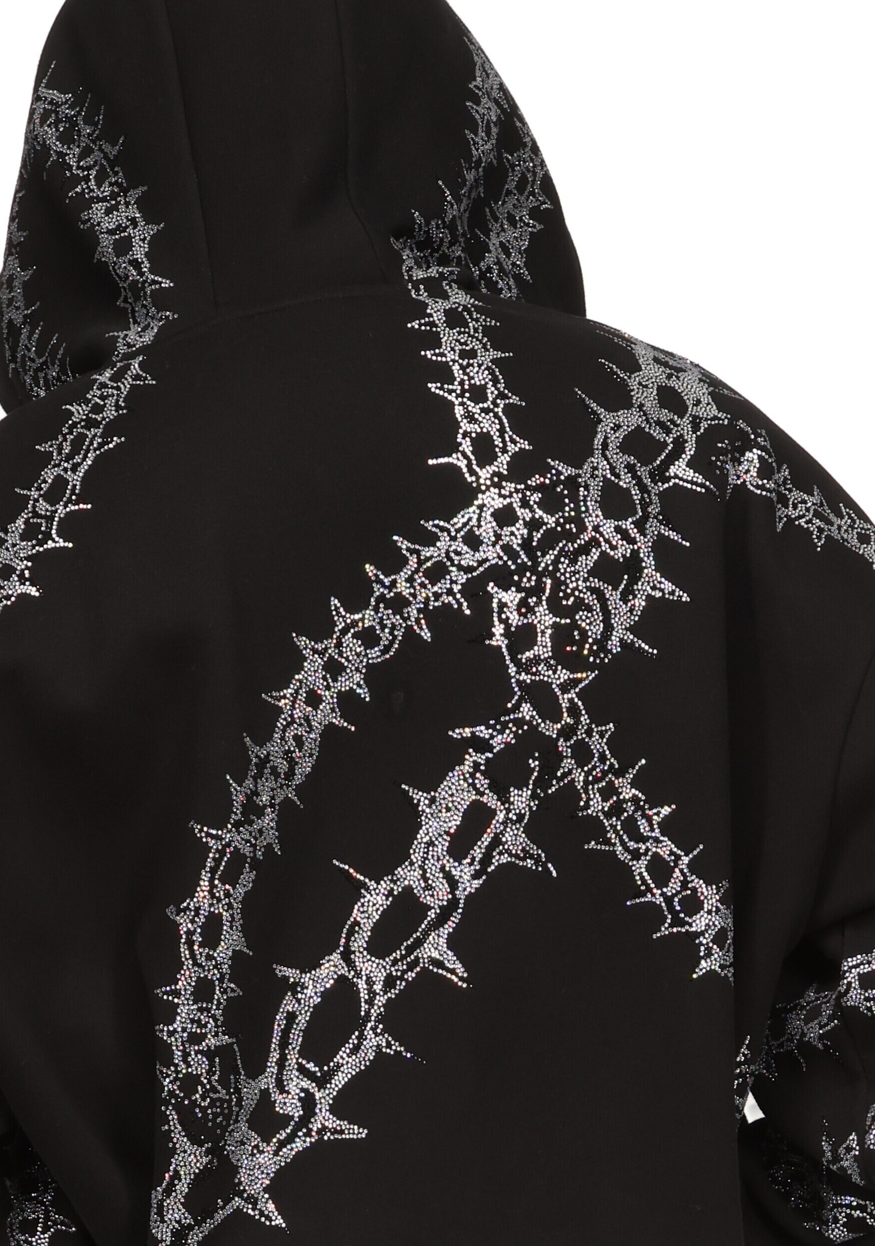 OMEN RHINESTONE ZIP HOODIE BLACK