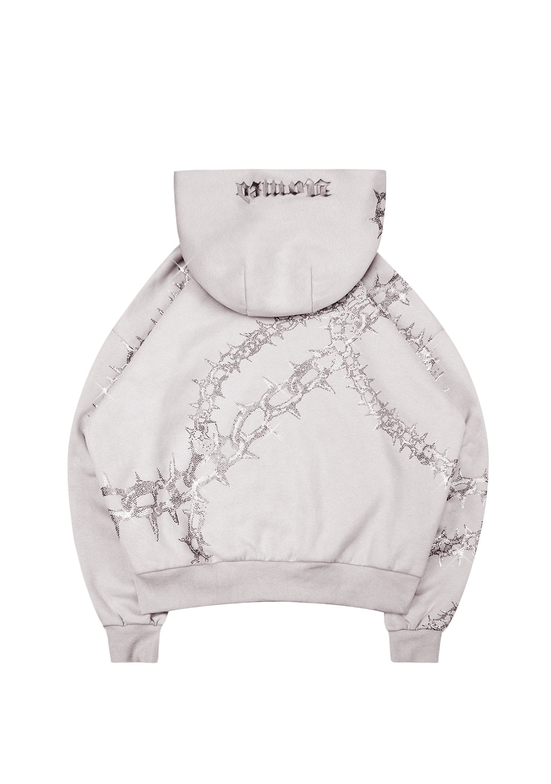 OMEN RHINESTONE ZIP HOODIE SMOKE GREY