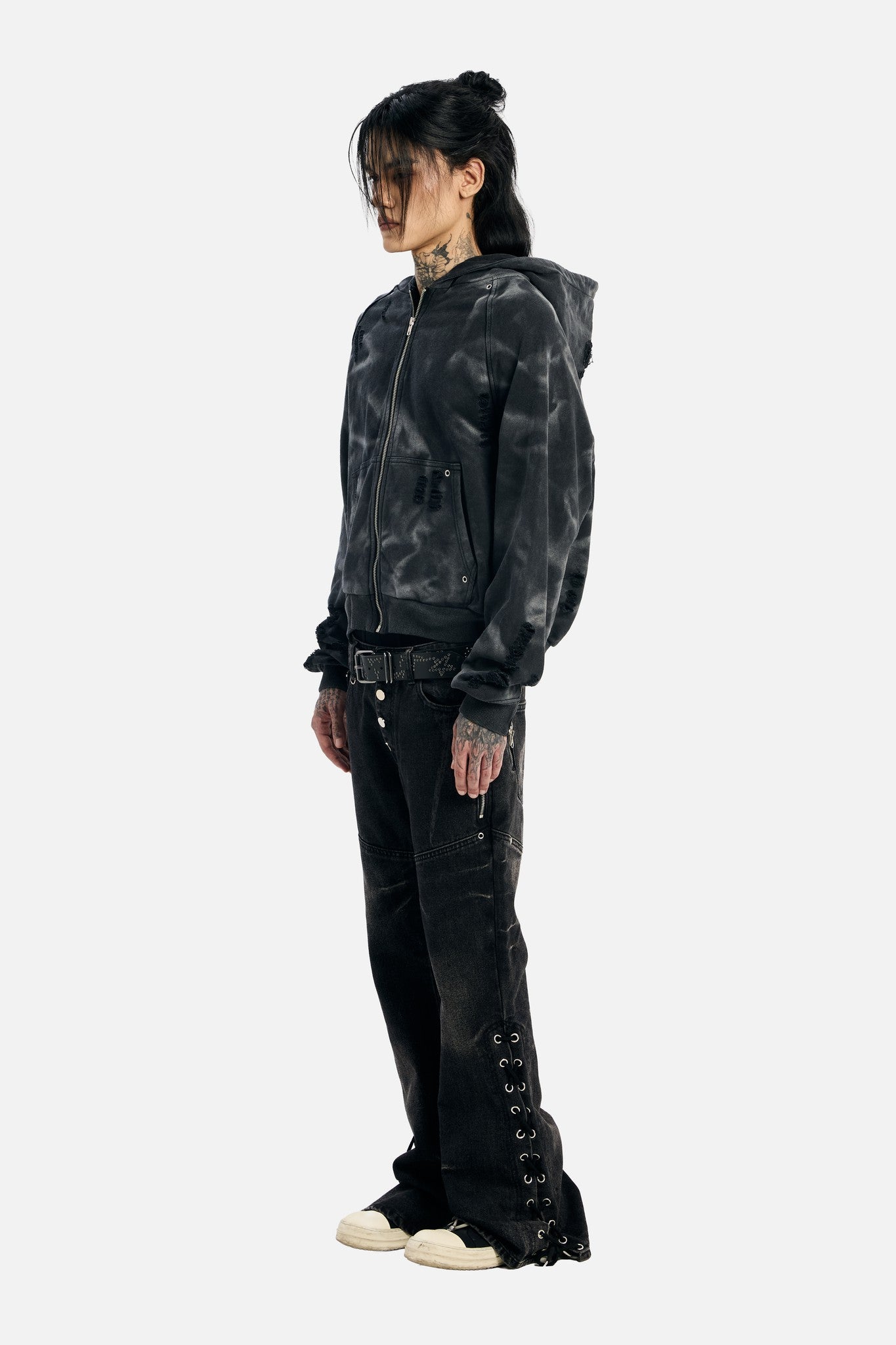 Studded Raglan Zip Up Hoodie