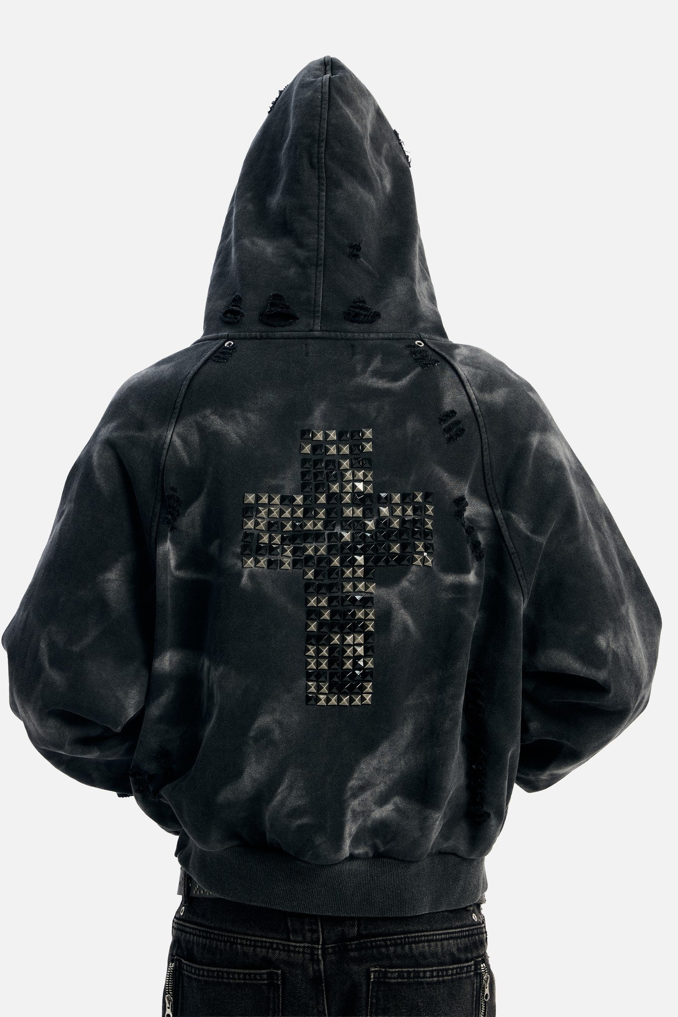 Studded Raglan Zip Up Hoodie