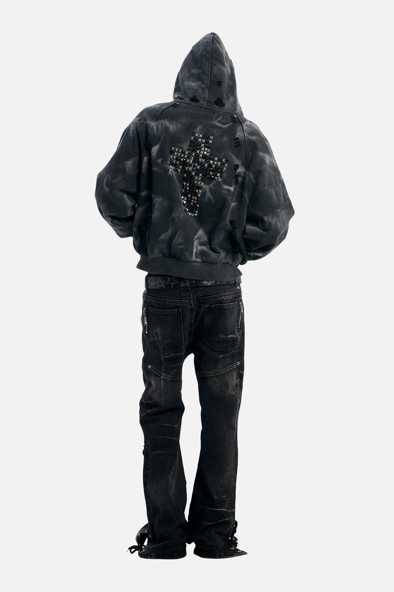 Studded Raglan Zip Up Hoodie