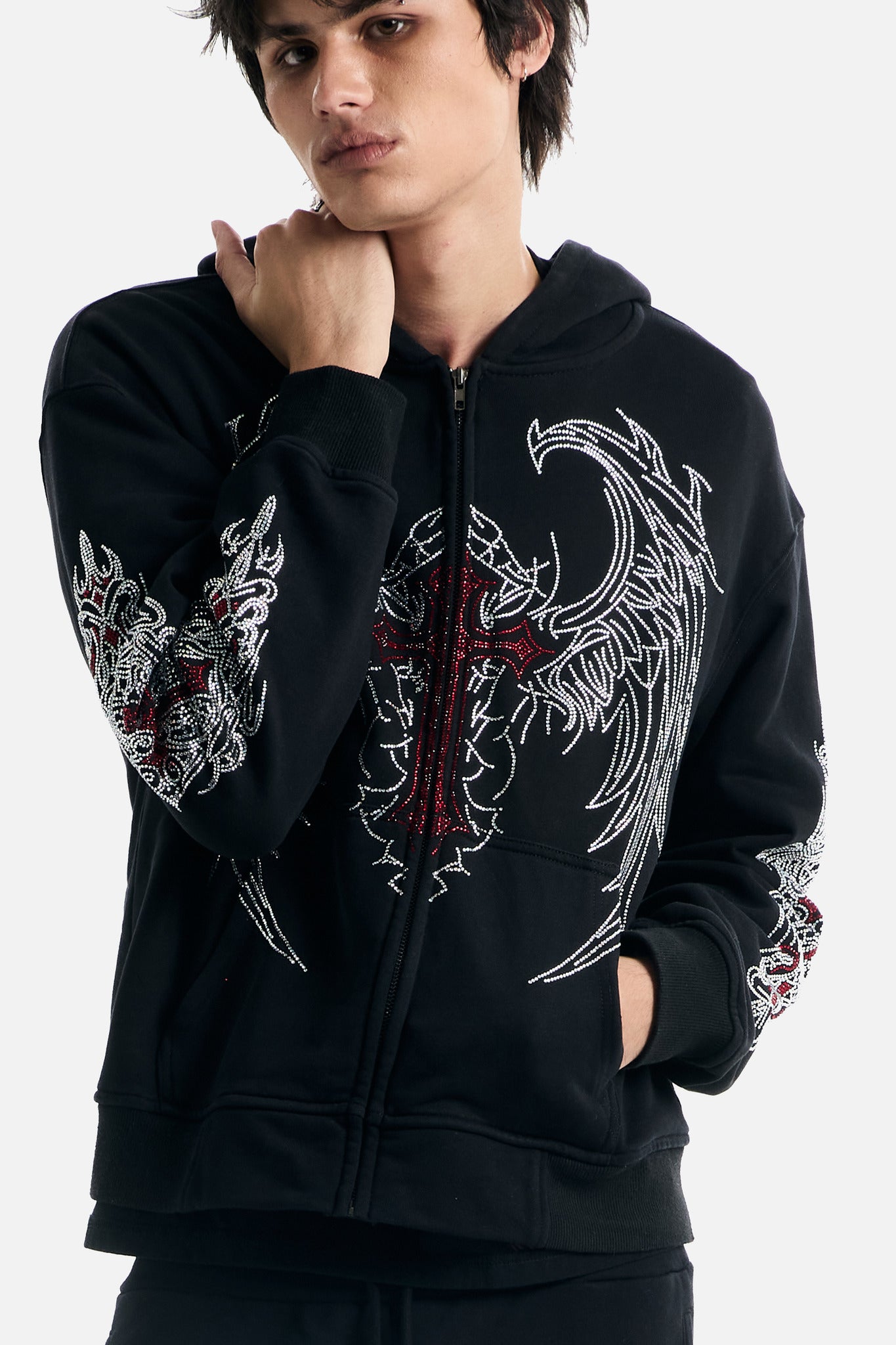 Red Cross Zip Up Hoodie