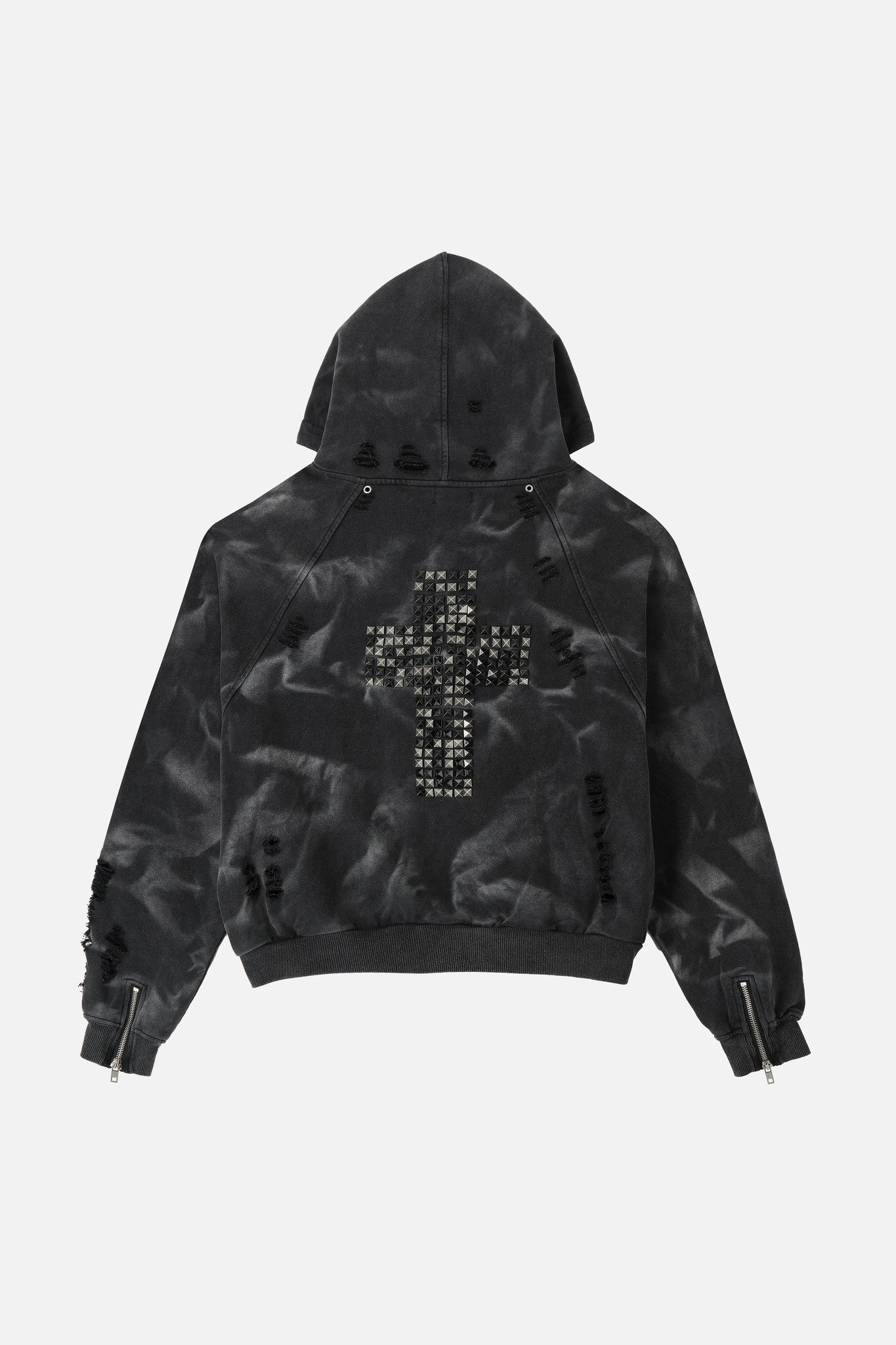 Studded Raglan Zip Up Hoodie