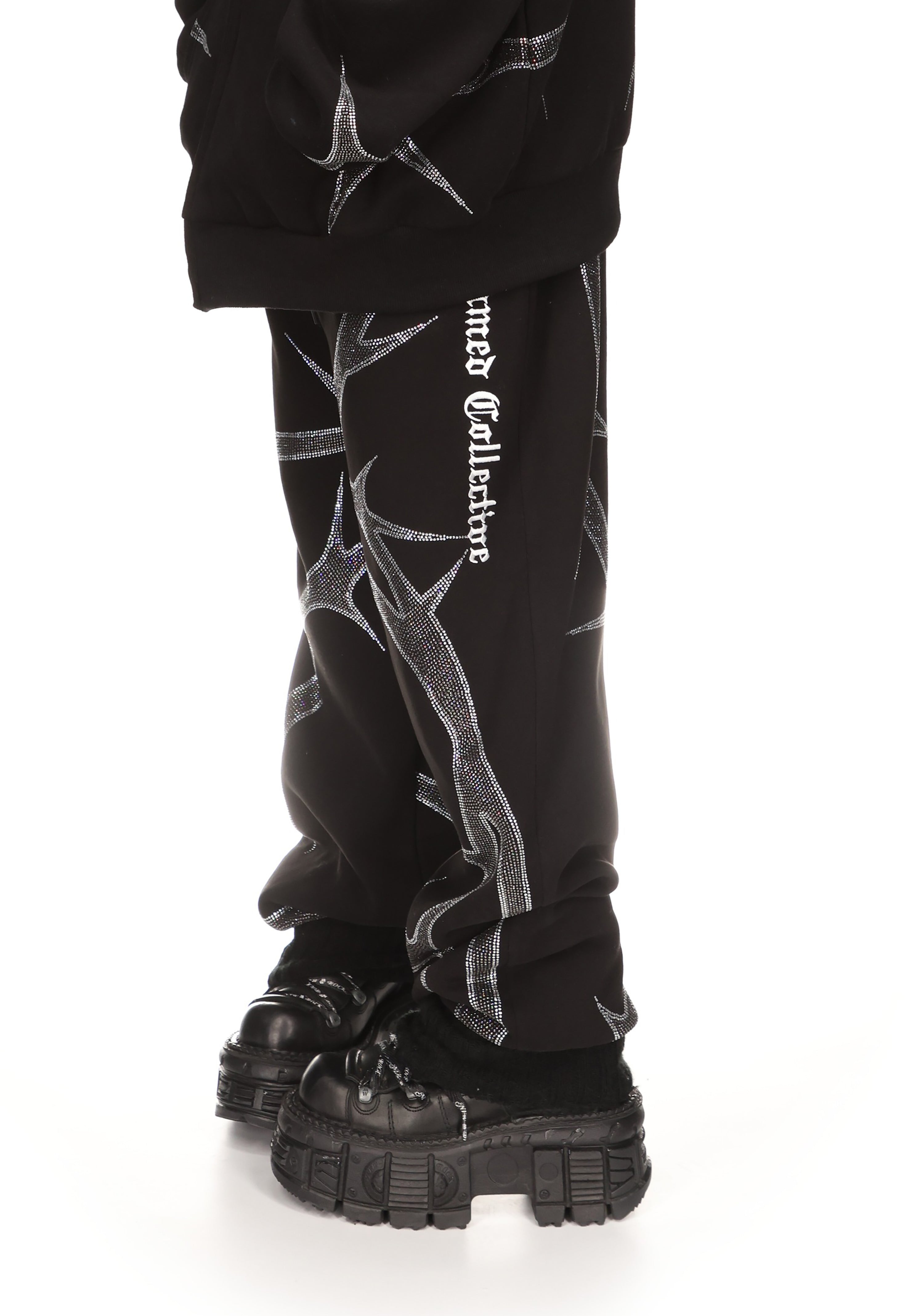 THORN RHINESTONE SWEATPANTS BLACK