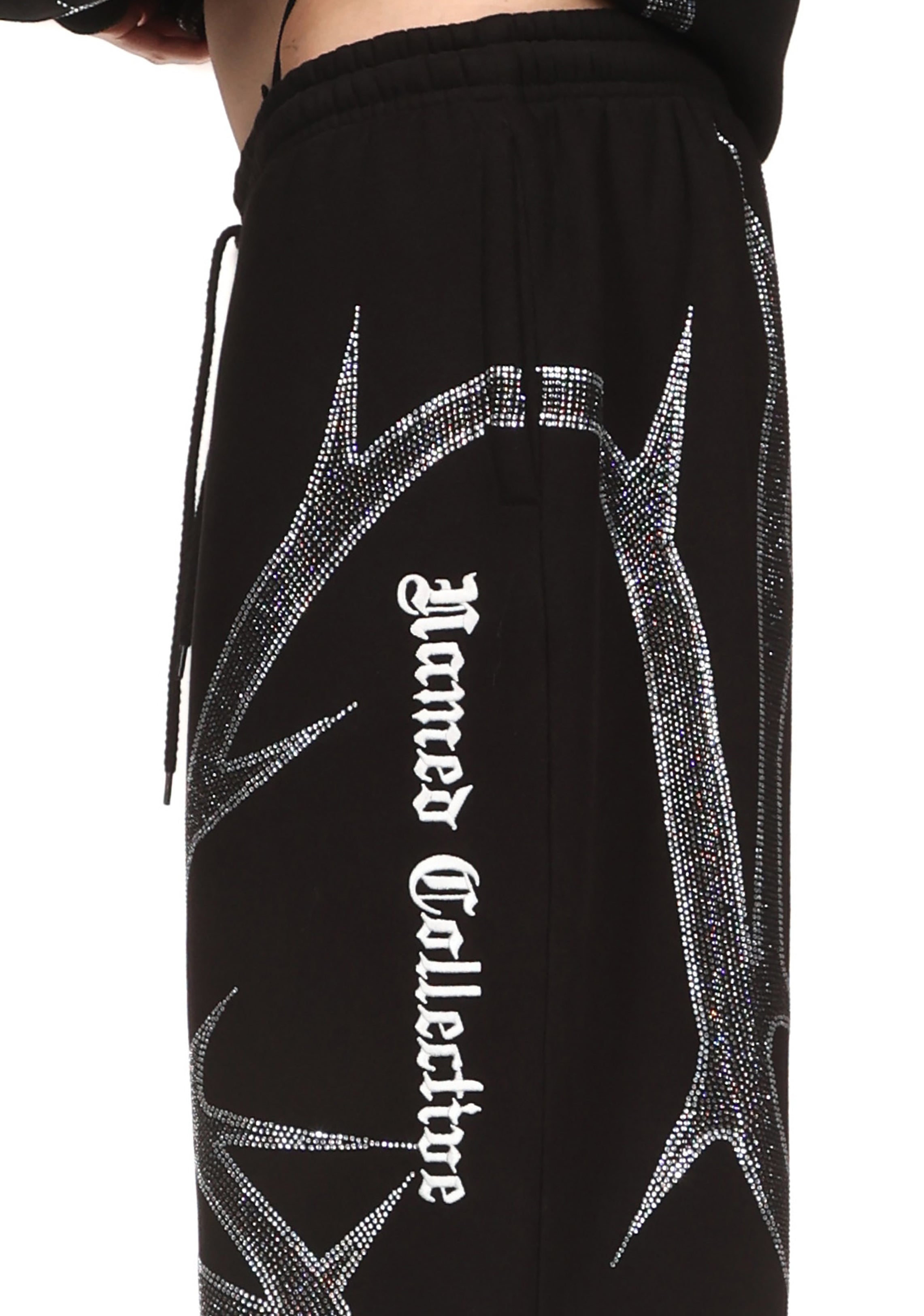 THORN RHINESTONE SWEATPANTS BLACK